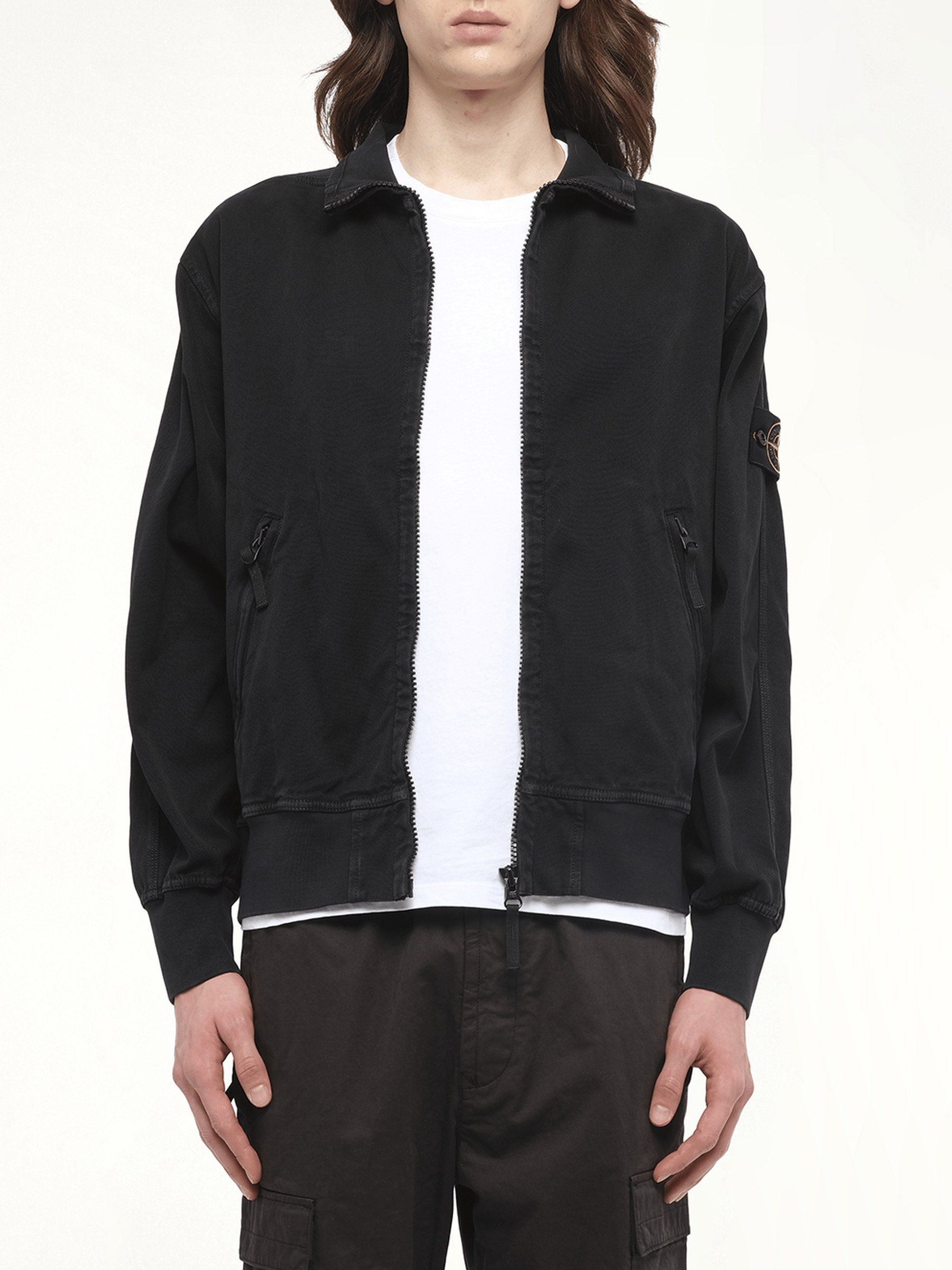 610005 Giubbotto Zip Up Cardigan in Black