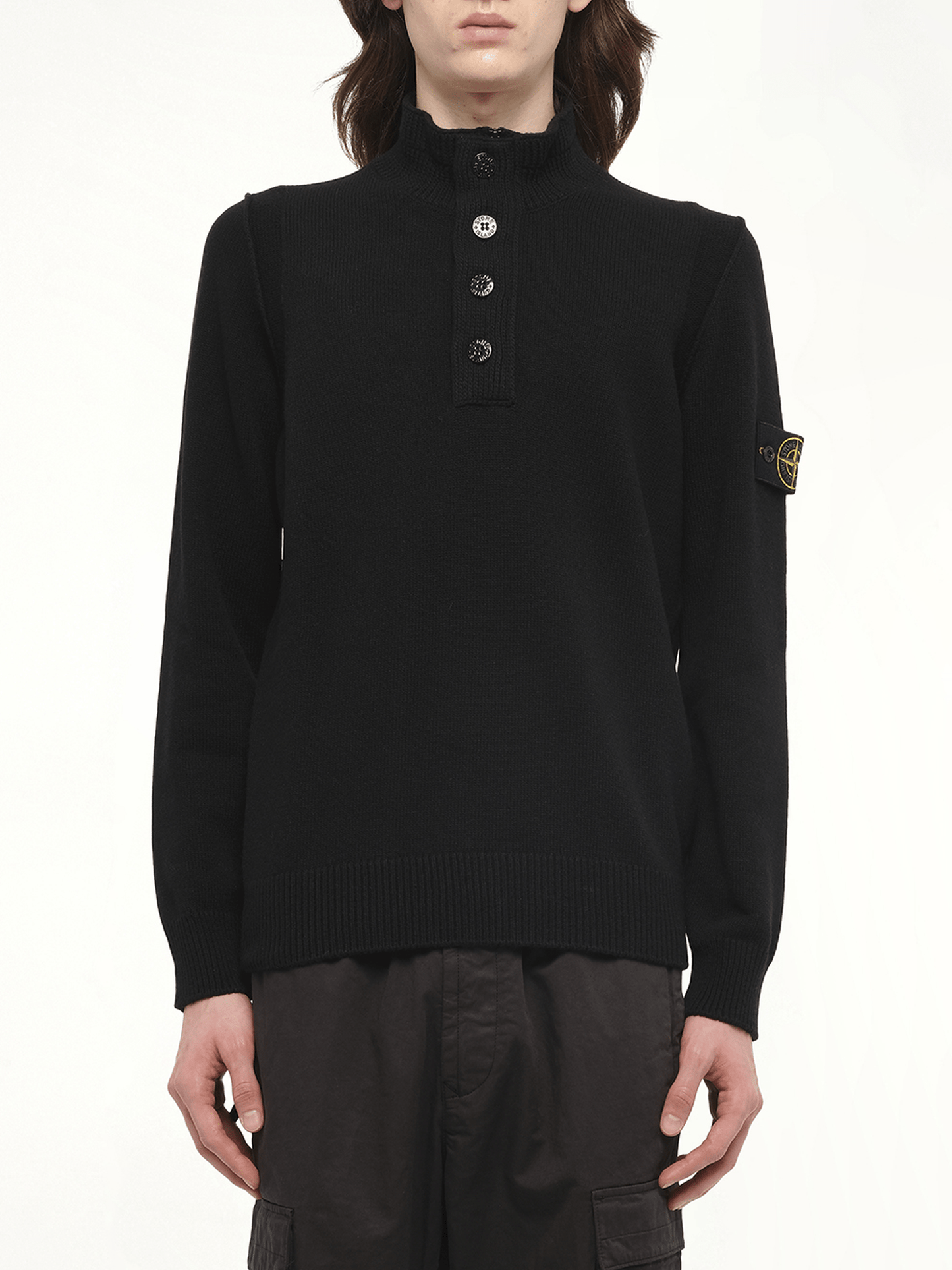 510004 Lambs Wool LS Polo in Black