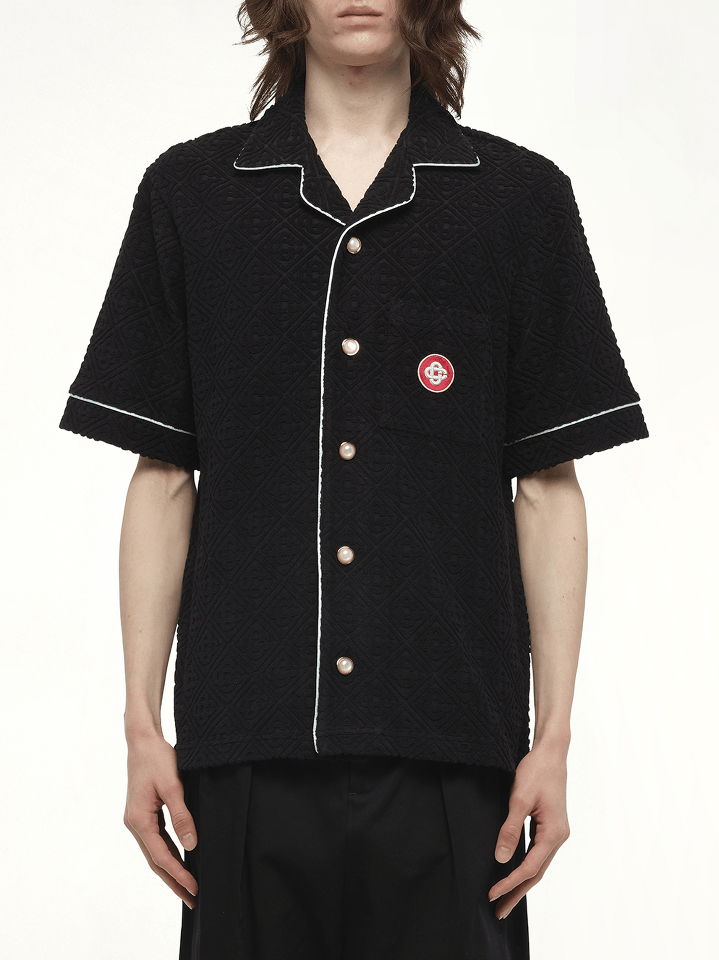 Towelling Monogram Shirt in Black