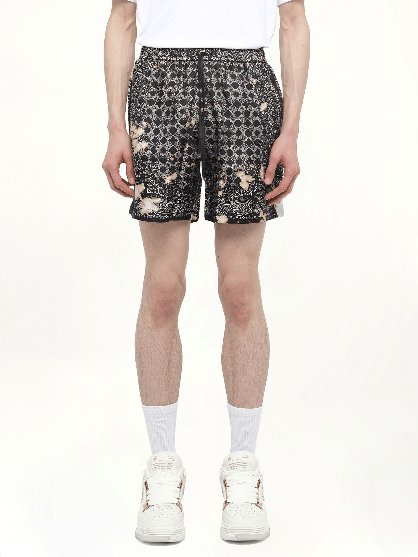 Bleach Bandana Silk Shorts in Black