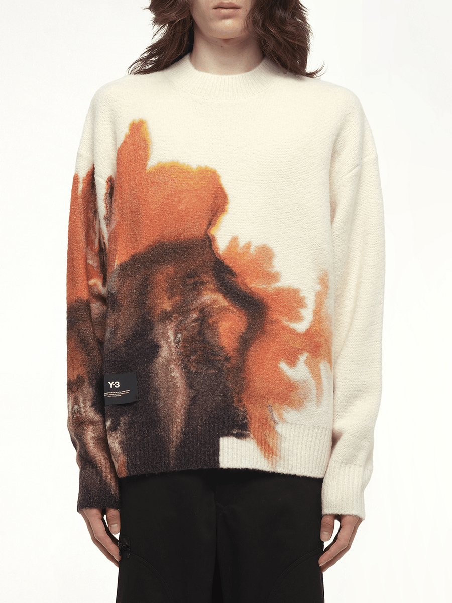 Aop Knit Crew in White