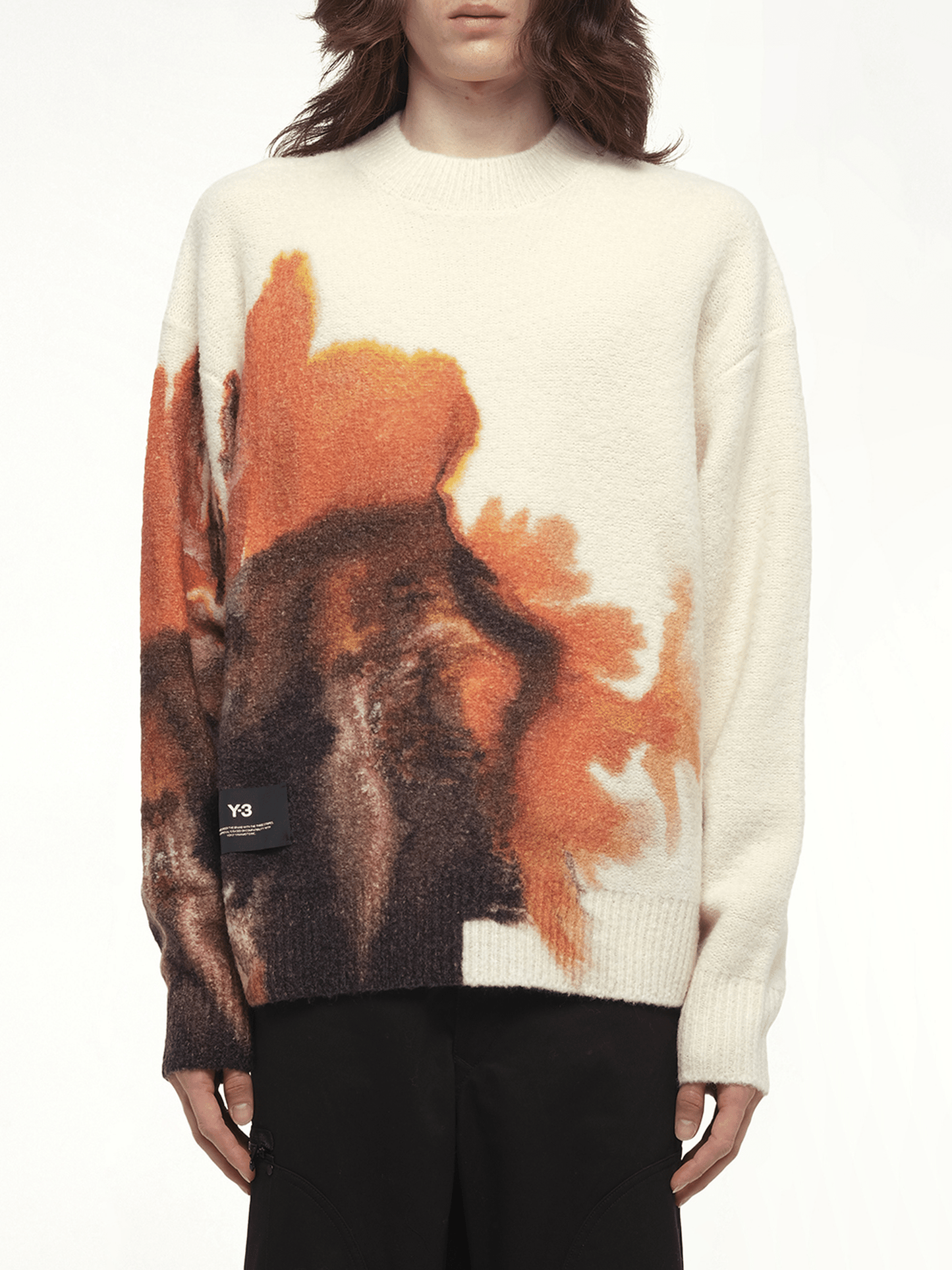 Aop Knit Crew in White