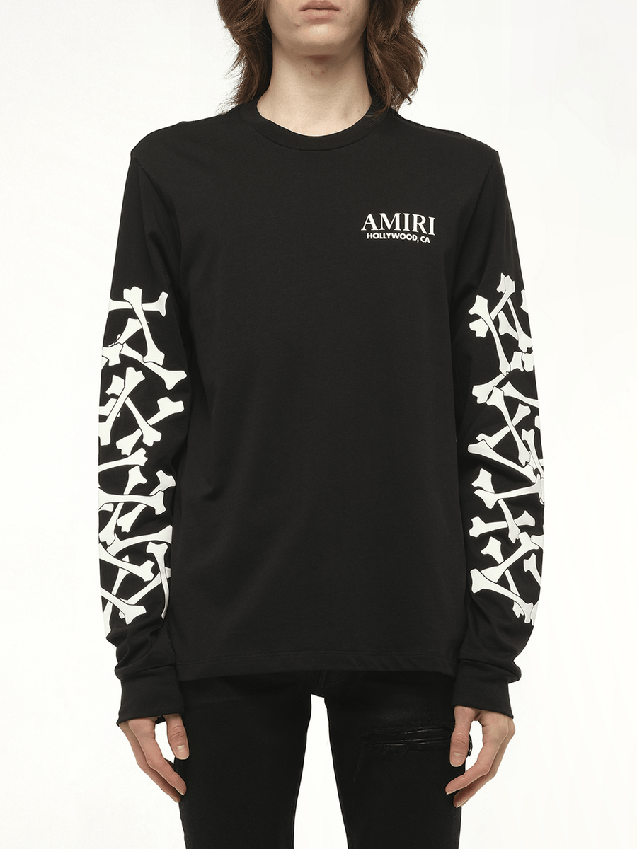 Bones Stacked L/S T-Shirt in Black
