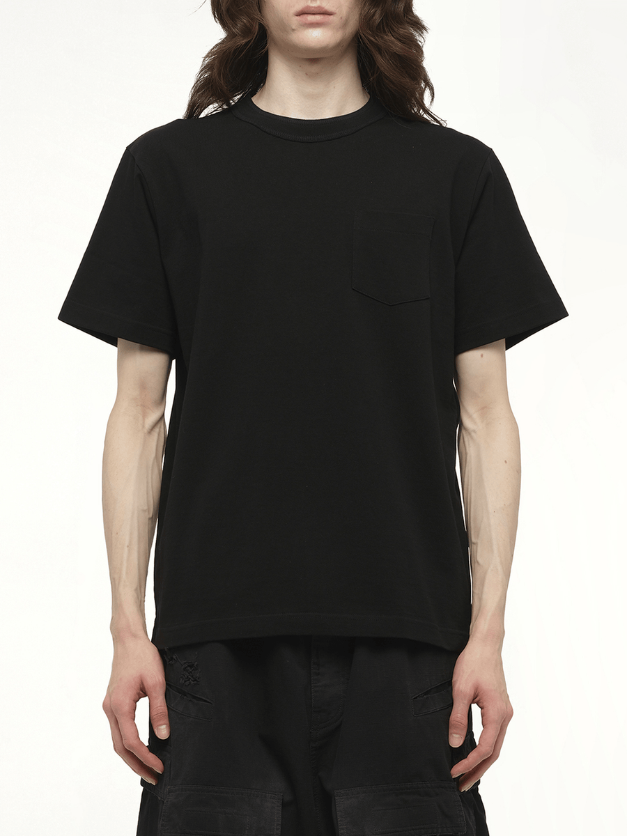Side Zip Cotton T-Shirt in Black