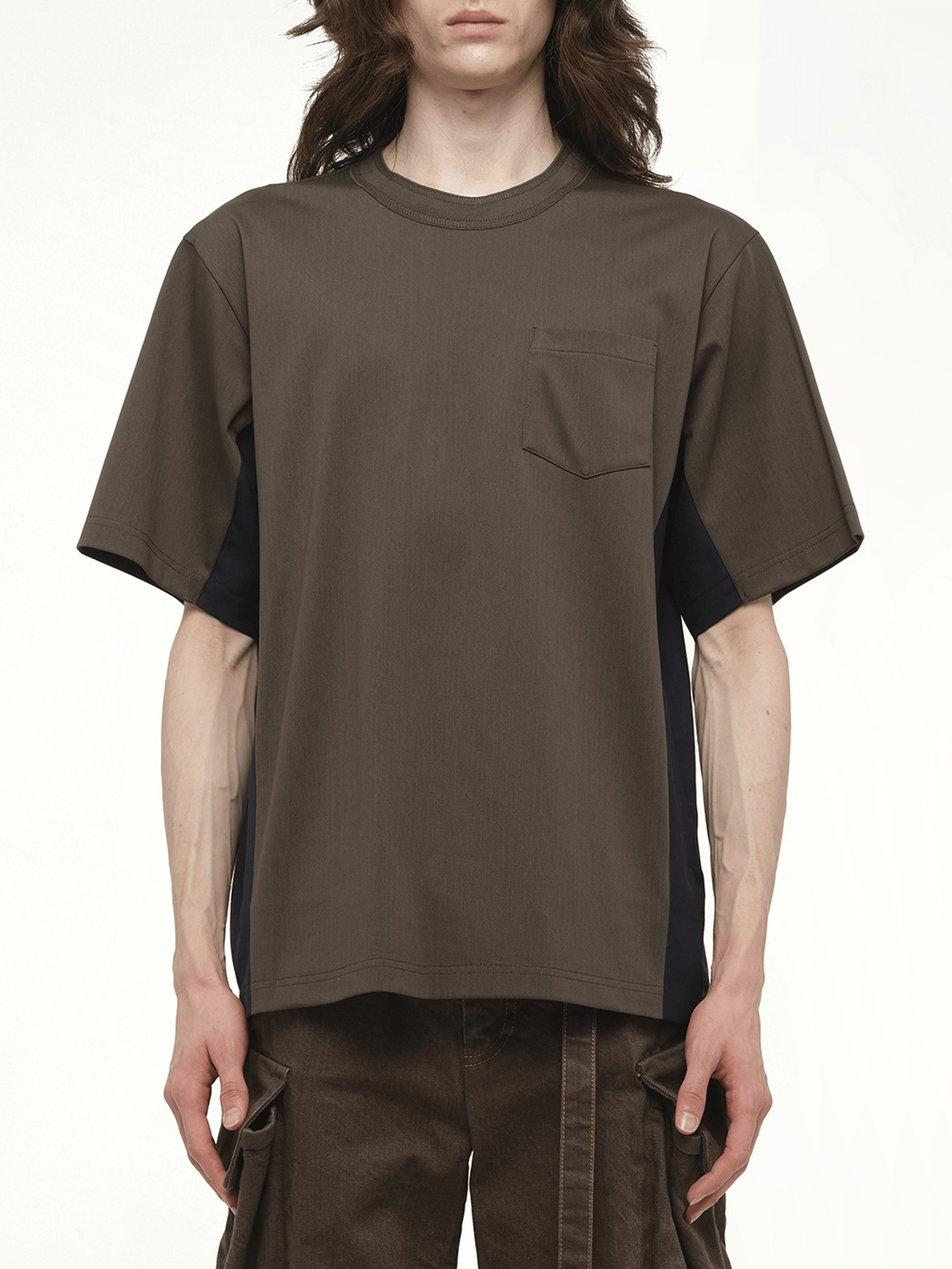 Suiting x Cotton Jersey T-Shirt in Khaki/Navy