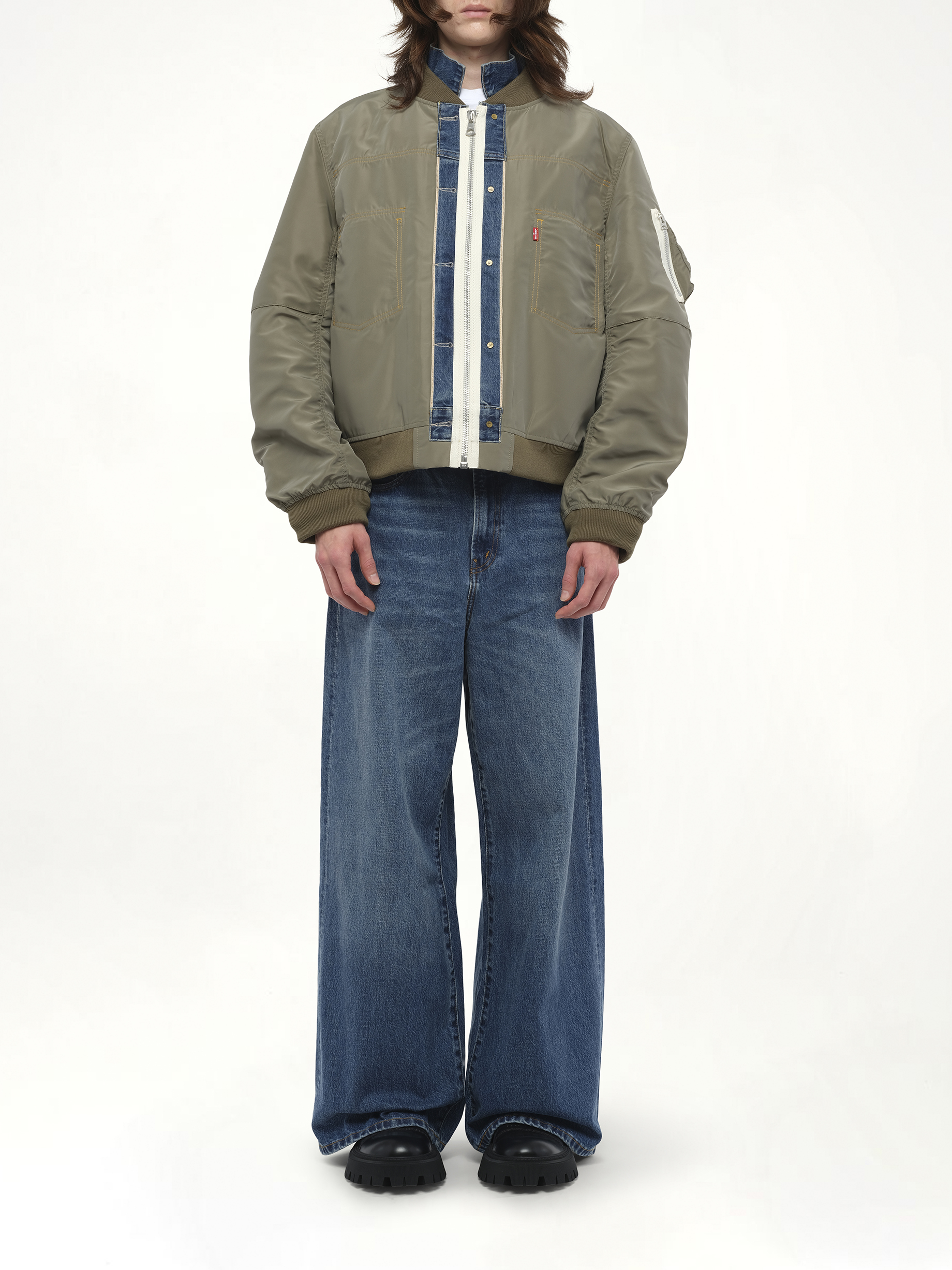 Levi's Denim x Nylon Twill Reversible Blouson in Blue/Khaki