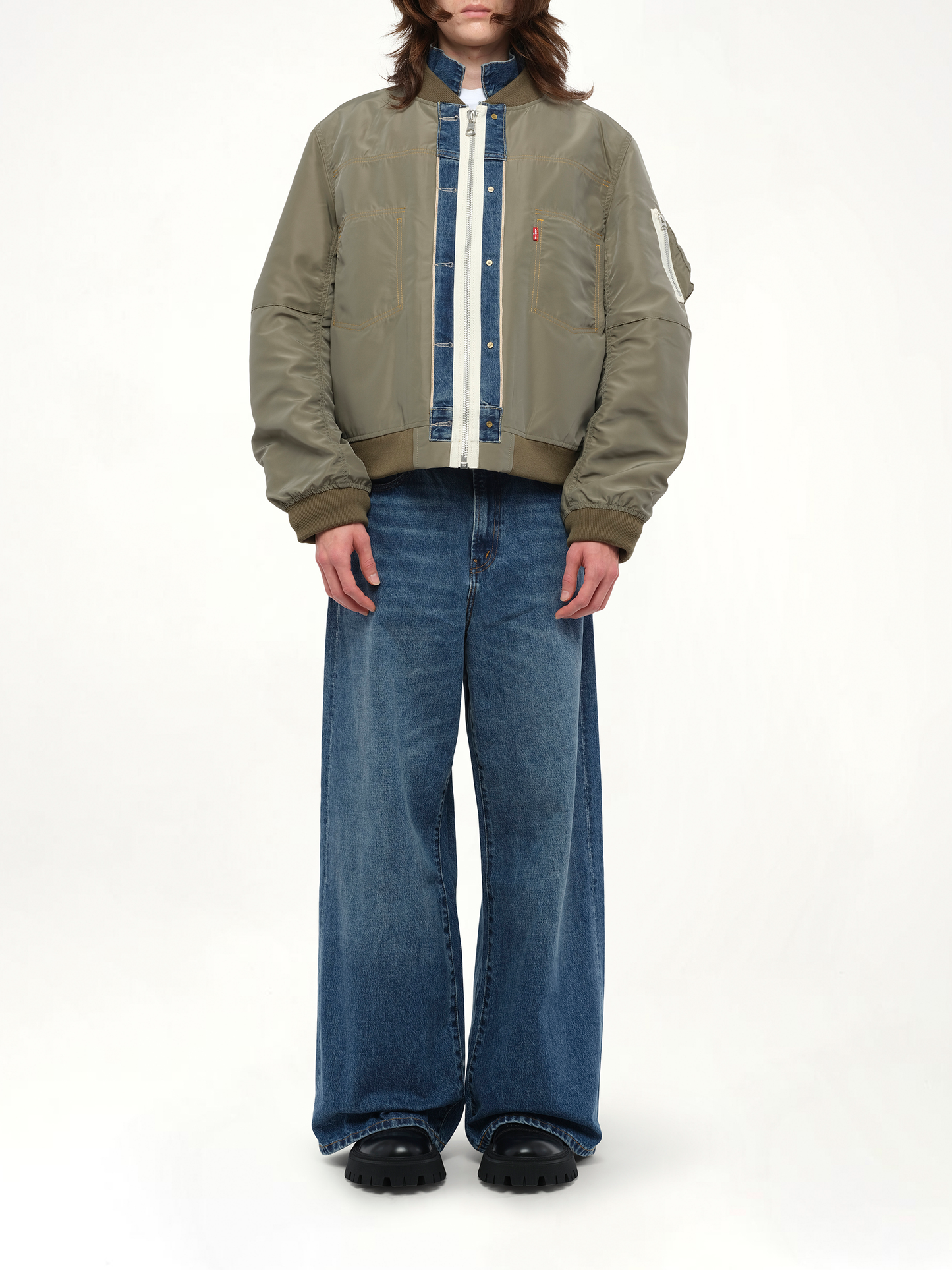 Levi's Denim x Nylon Twill Reversible Blouson in Blue/Khaki