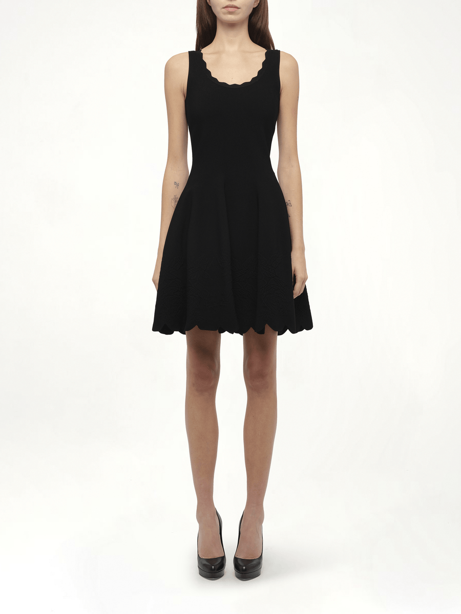 Emb Rose Mini Dress in Black