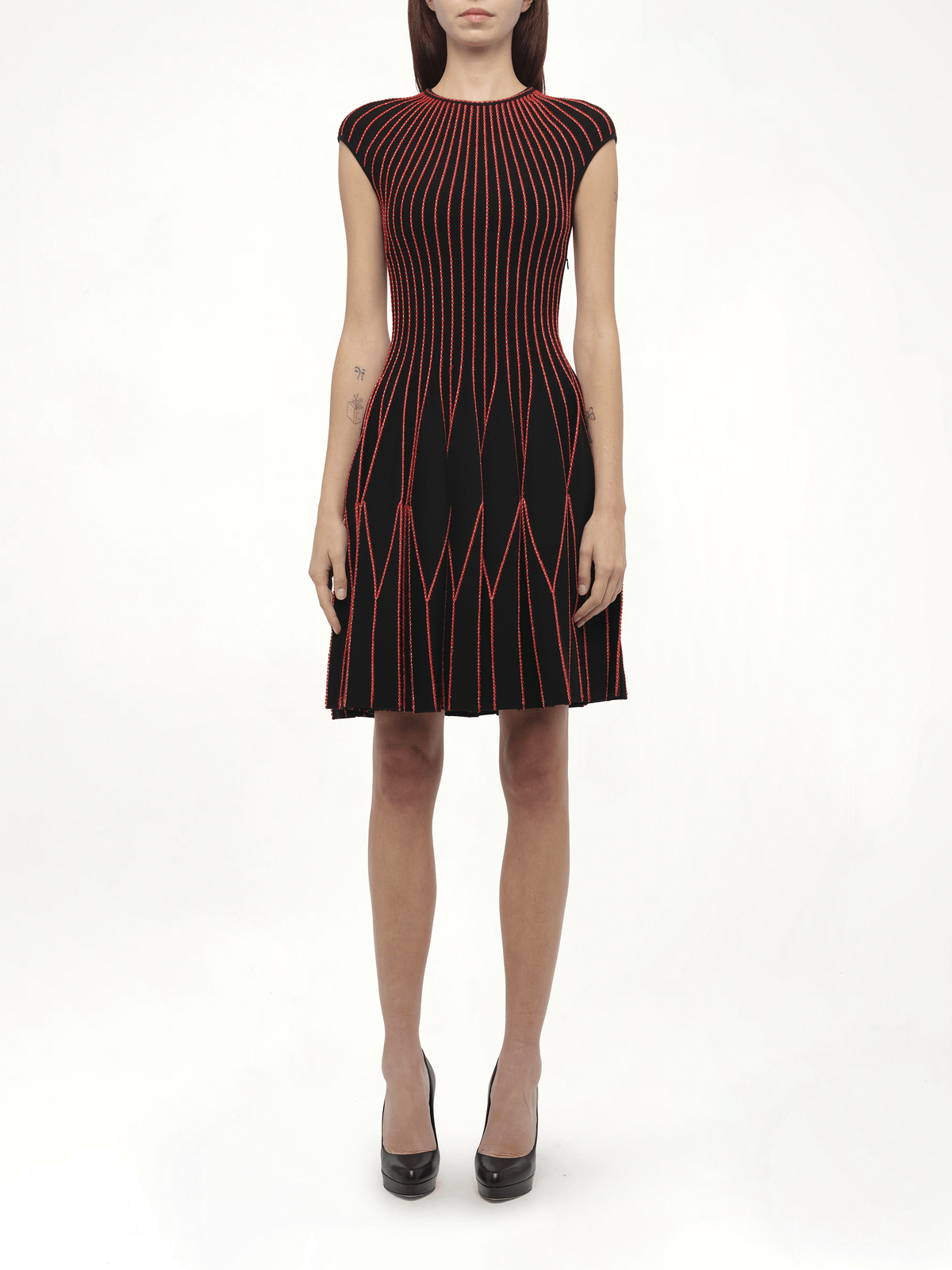 Knit Dress in Multi Black/Red