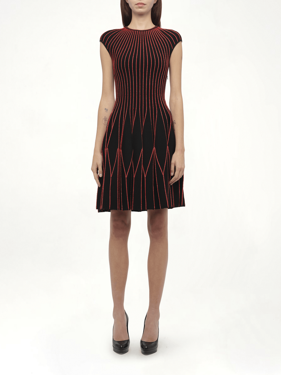 Knit Dress in Multi Black/Red