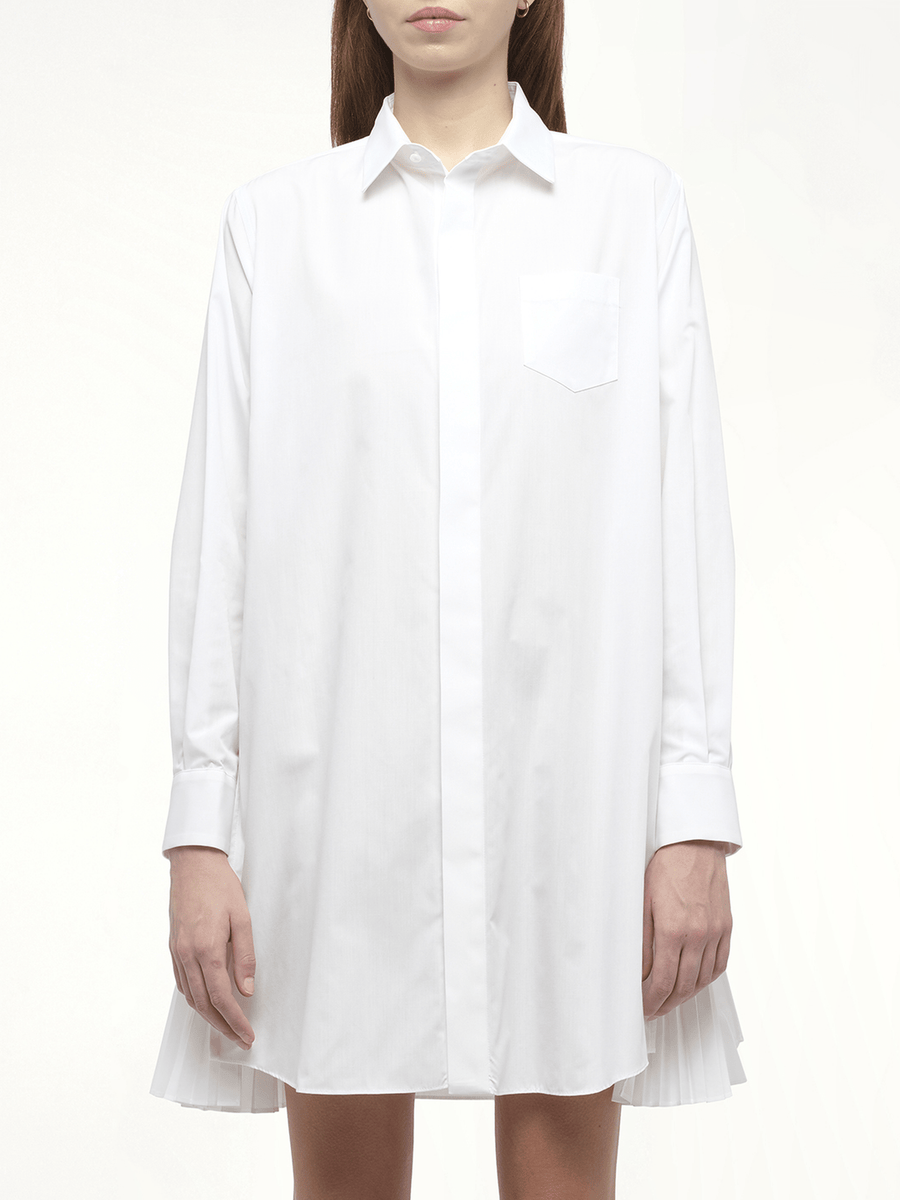 Side Zip Poplin Dress in Off White