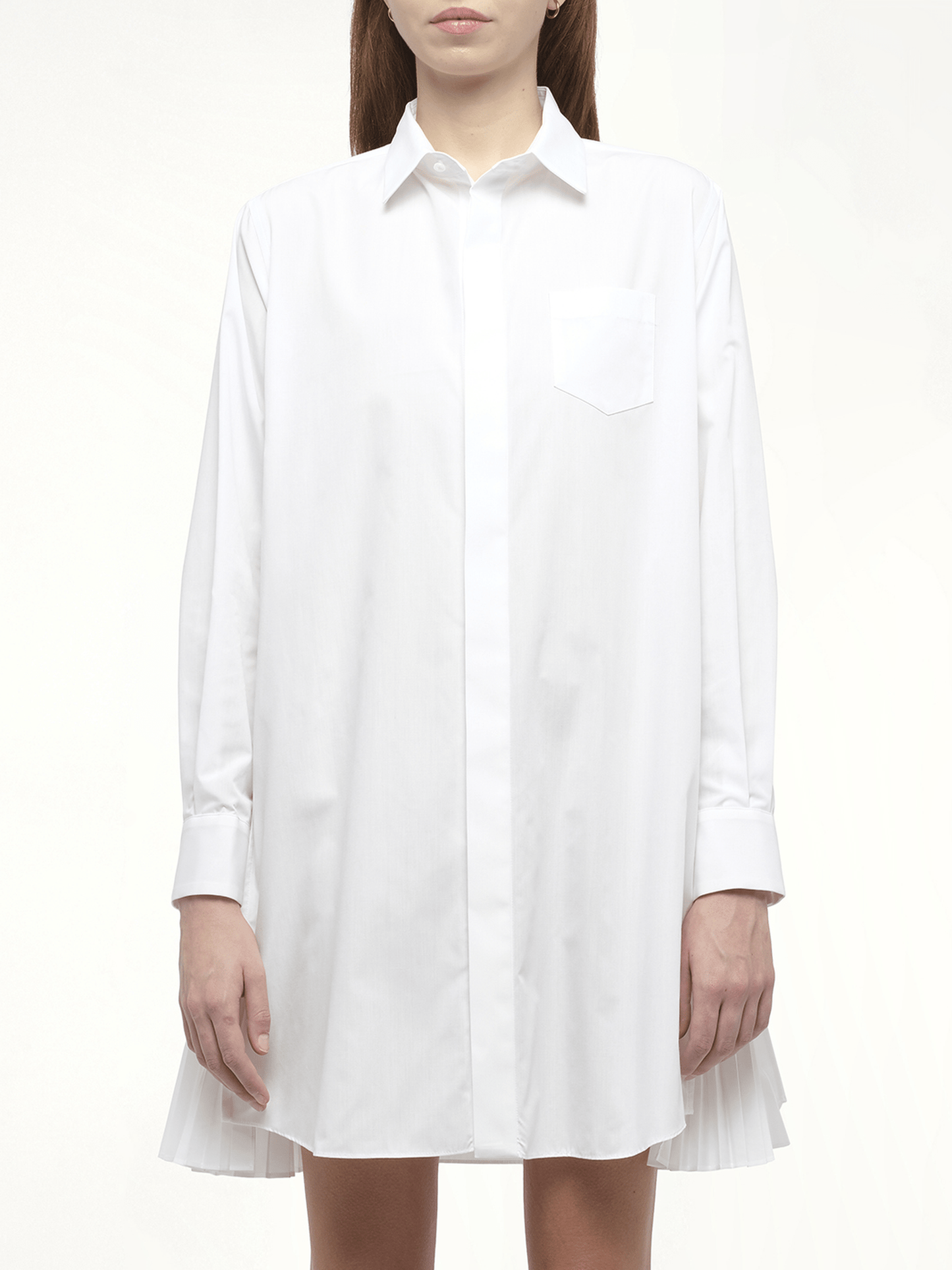 Side Zip Poplin Dress in Off White