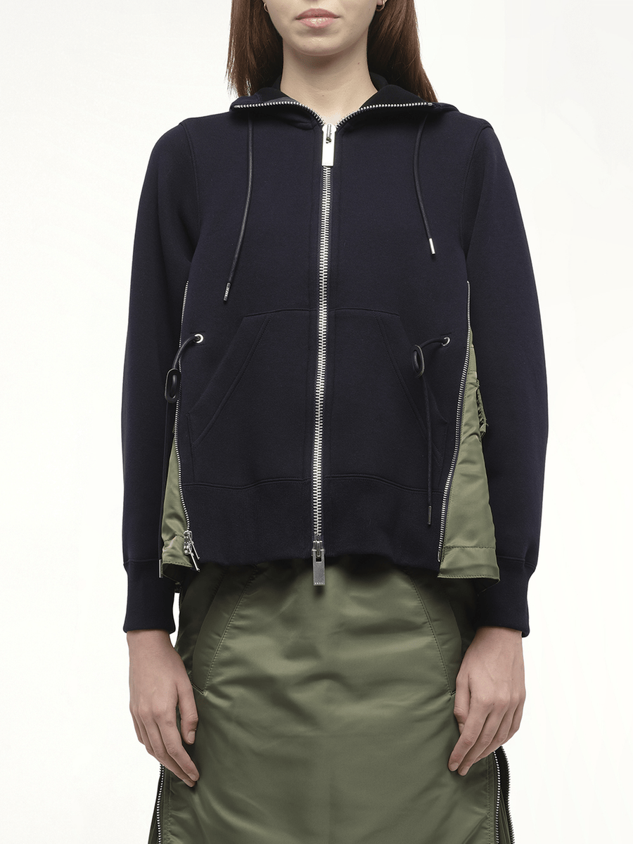 Sponge Sweat Nylon Twill Hoodie in Navy/Khaki
