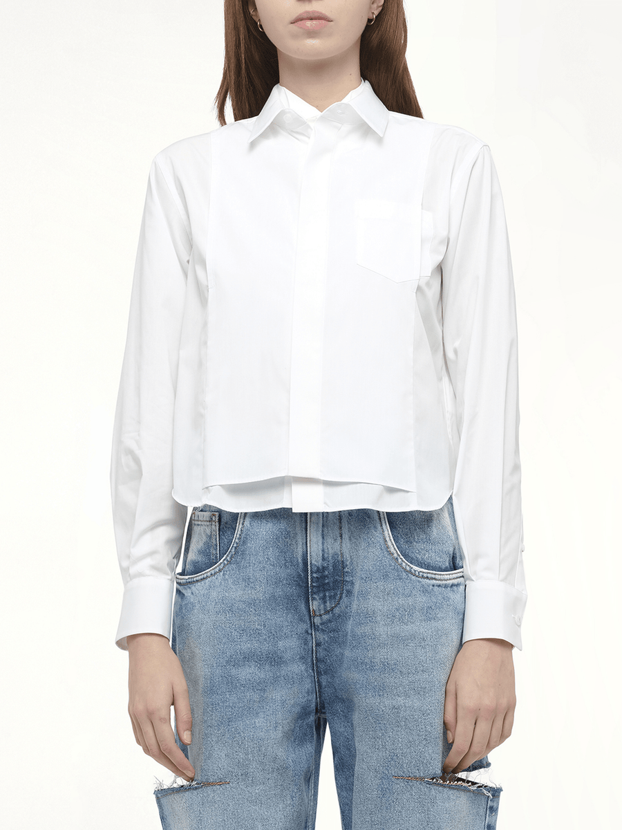 Layered Poplin Shirt in Off White
