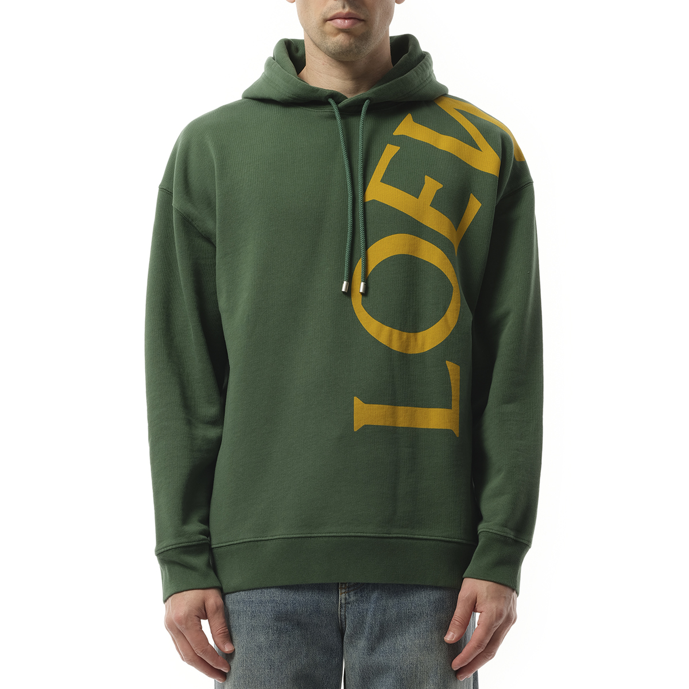 Big Logo Relaxed Hoodie in Dark Green