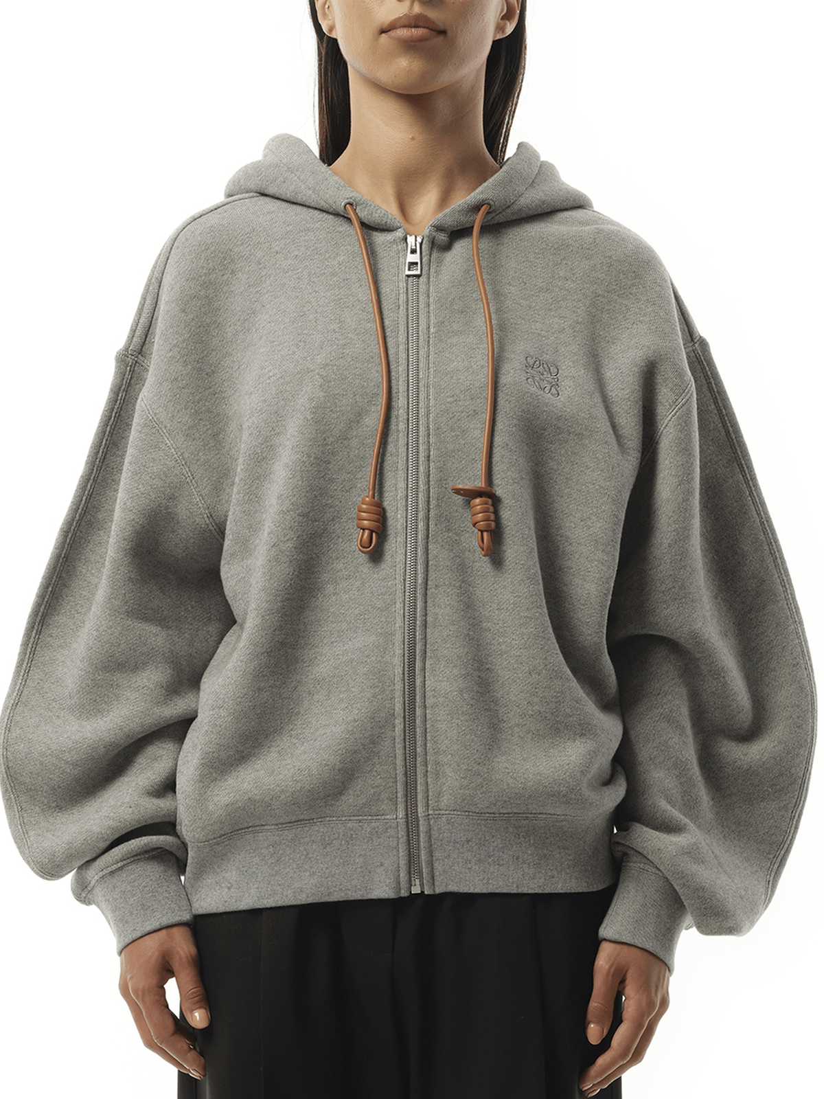 Loewe Flamenco Zip Hoodie in Grey Melange