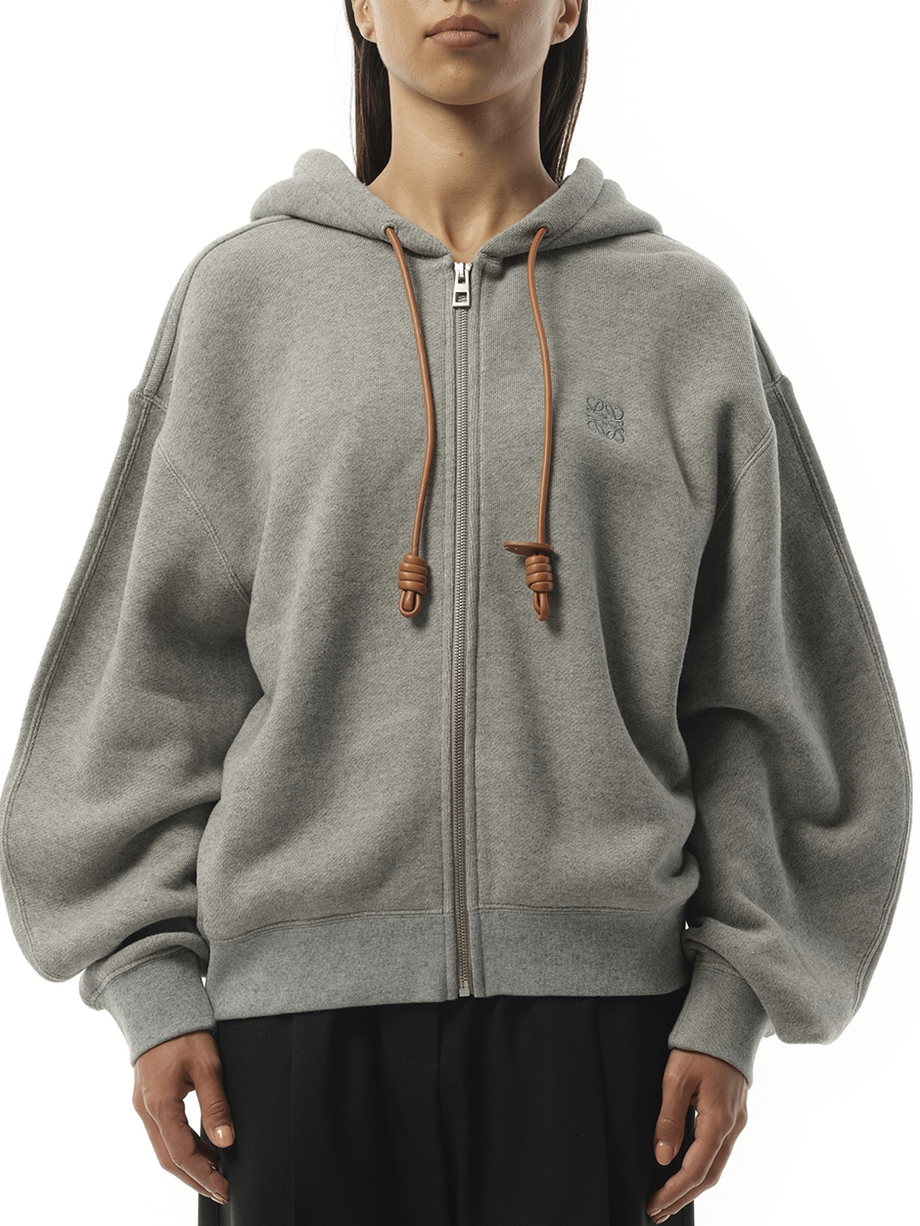 Loewe Flamenco Zip Hoodie in Grey Melange