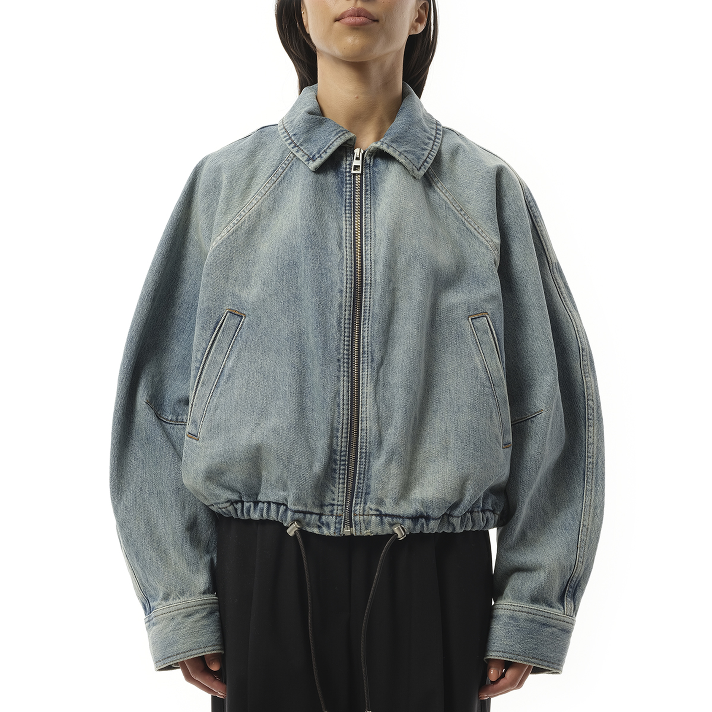 Balloon Jacket in Washed Denim