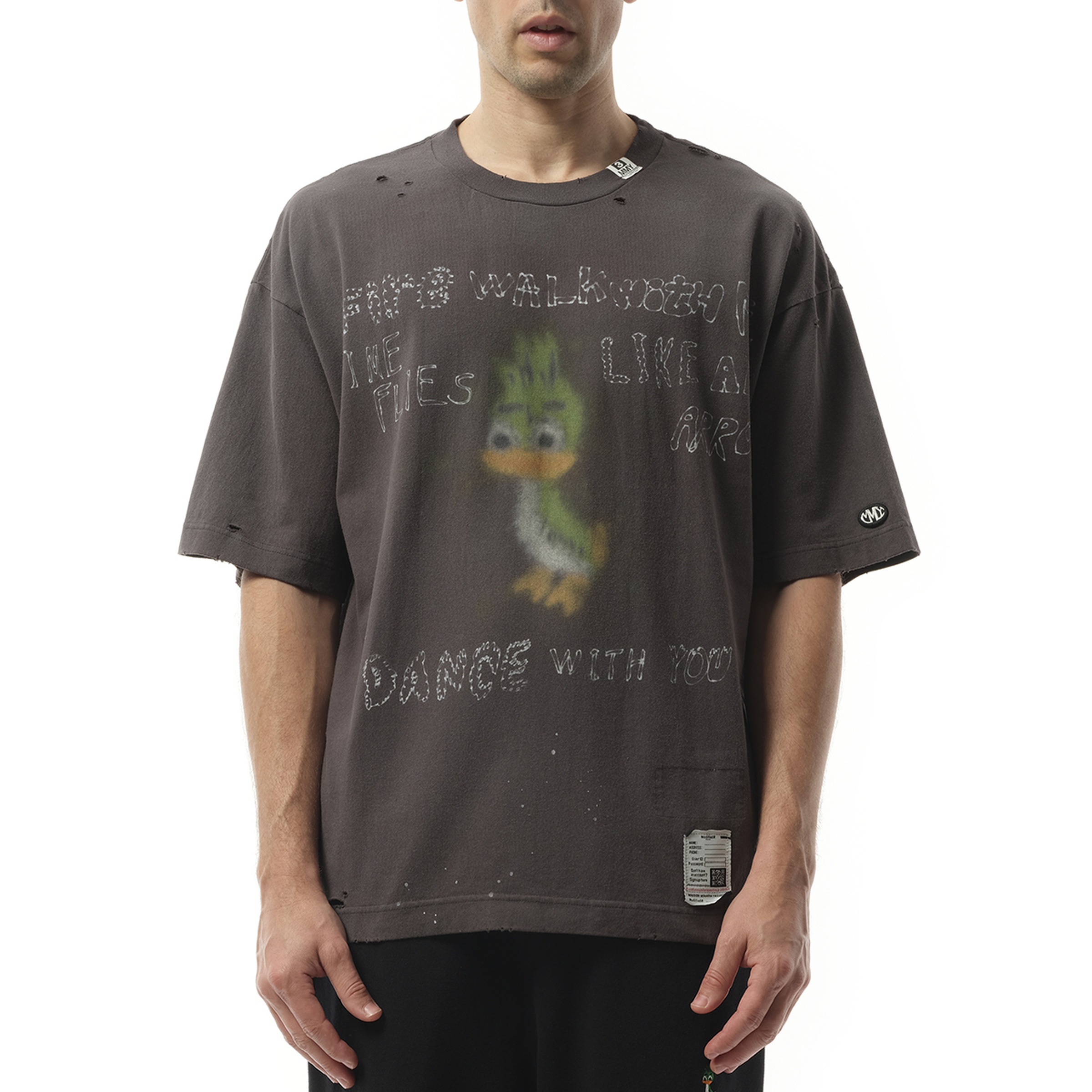 Distressed T-Shirt in Black