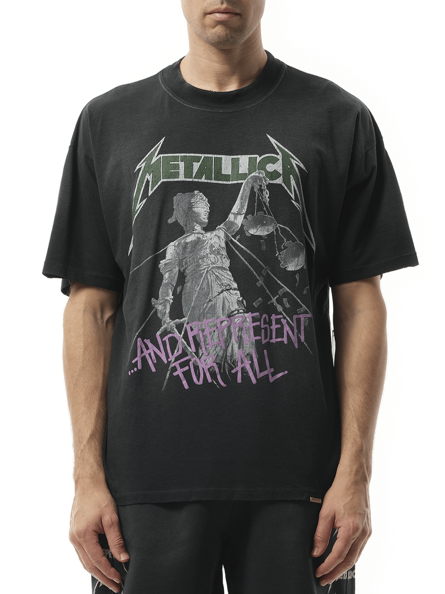 Represent Metallica Justice T-Shirt in Stained Black