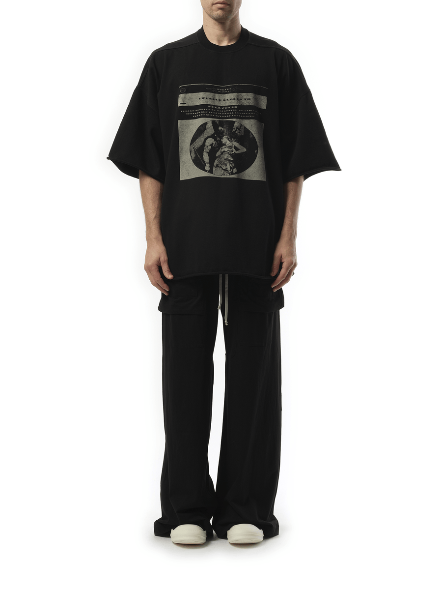 Rick Owens Drkshdw Opera Print Tommy T in Black/Pearl
