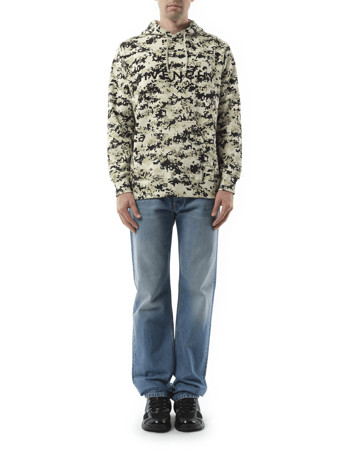 Givenchy Camo All Over Hoodie in Pearl Beige/Black