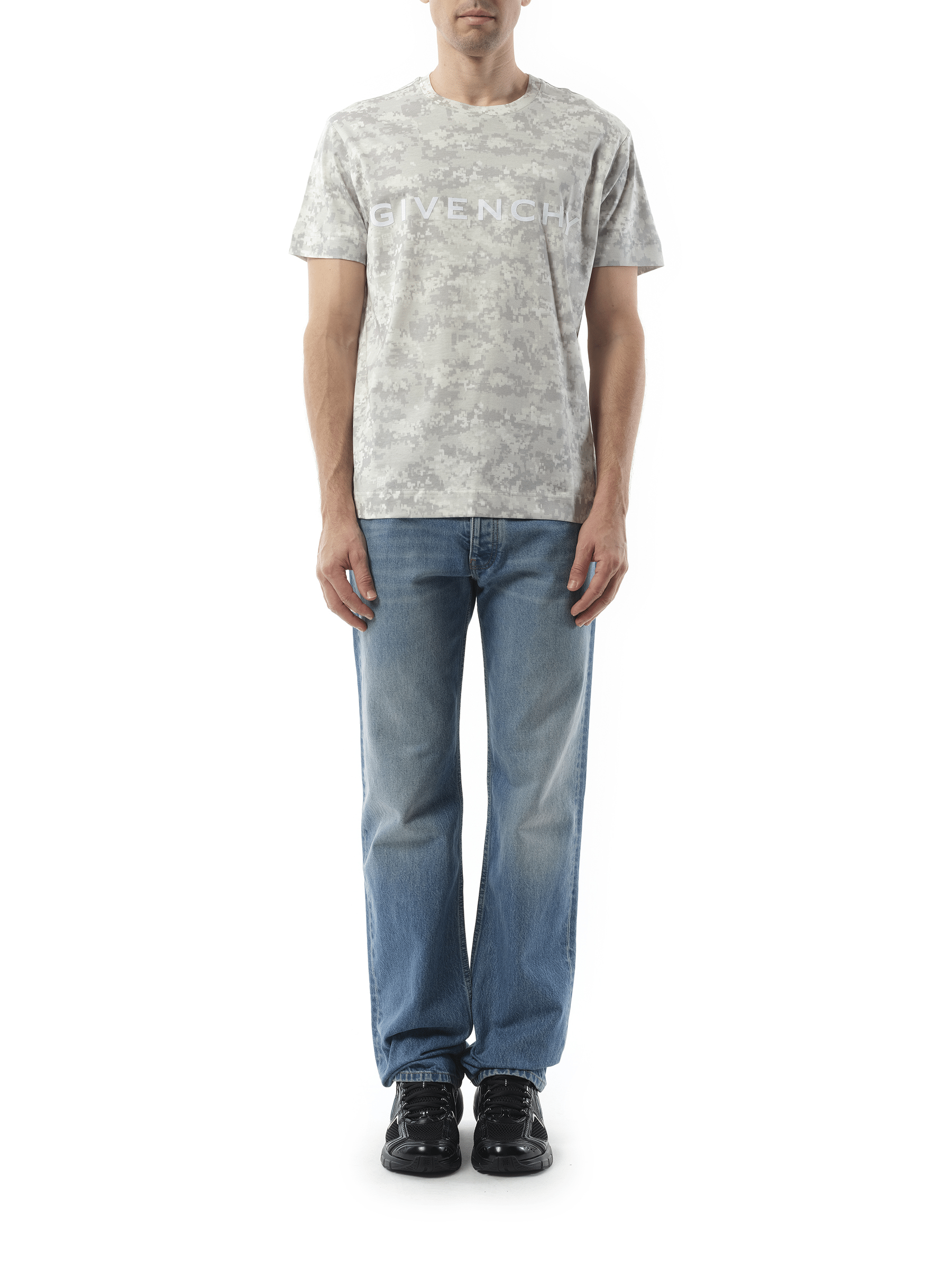 Givenchy Camo All Over T-Shirt in Pearl Grey