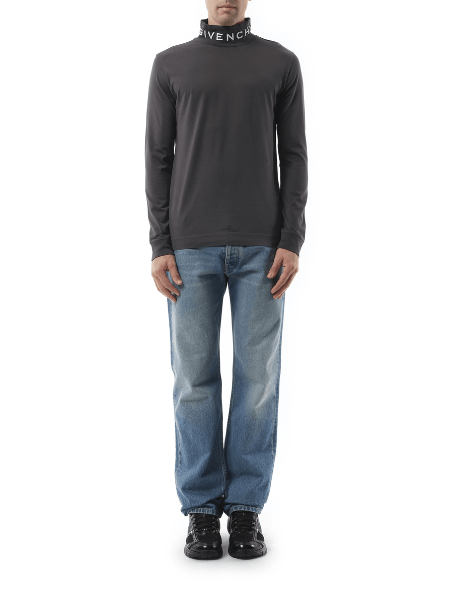 Givenchy Faded Logo Dyed Long Sleeve T-Shirt in Black/Grey