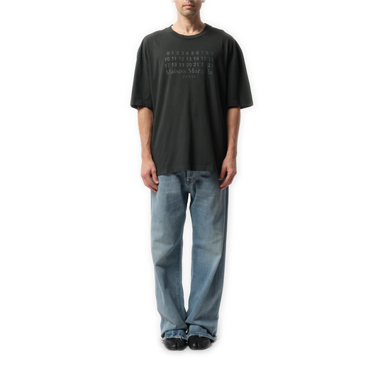 Number Logo T-Shirt in Washed Black