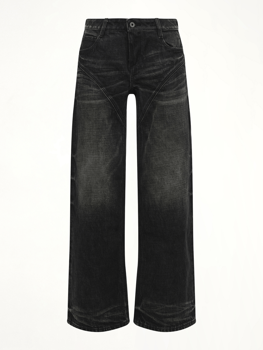 Dirty Wash Straight Jeans in Black