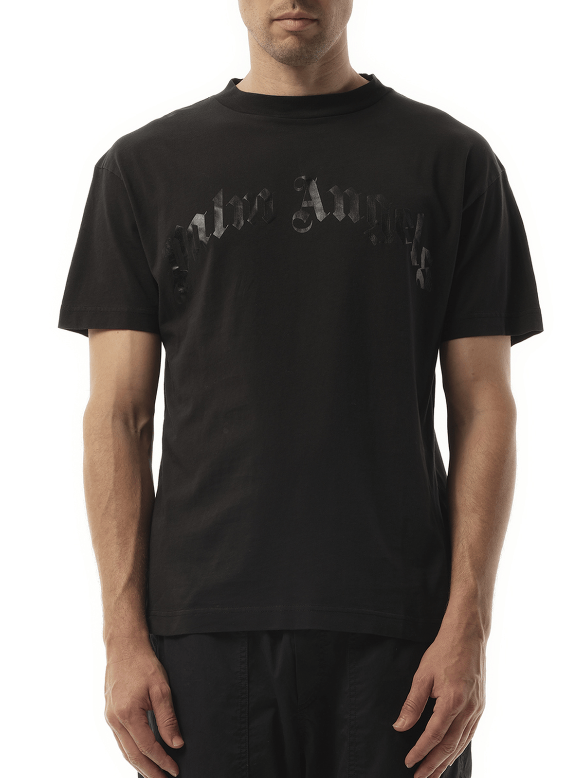 Palm Angels Curved Logo T-Shirt in Black