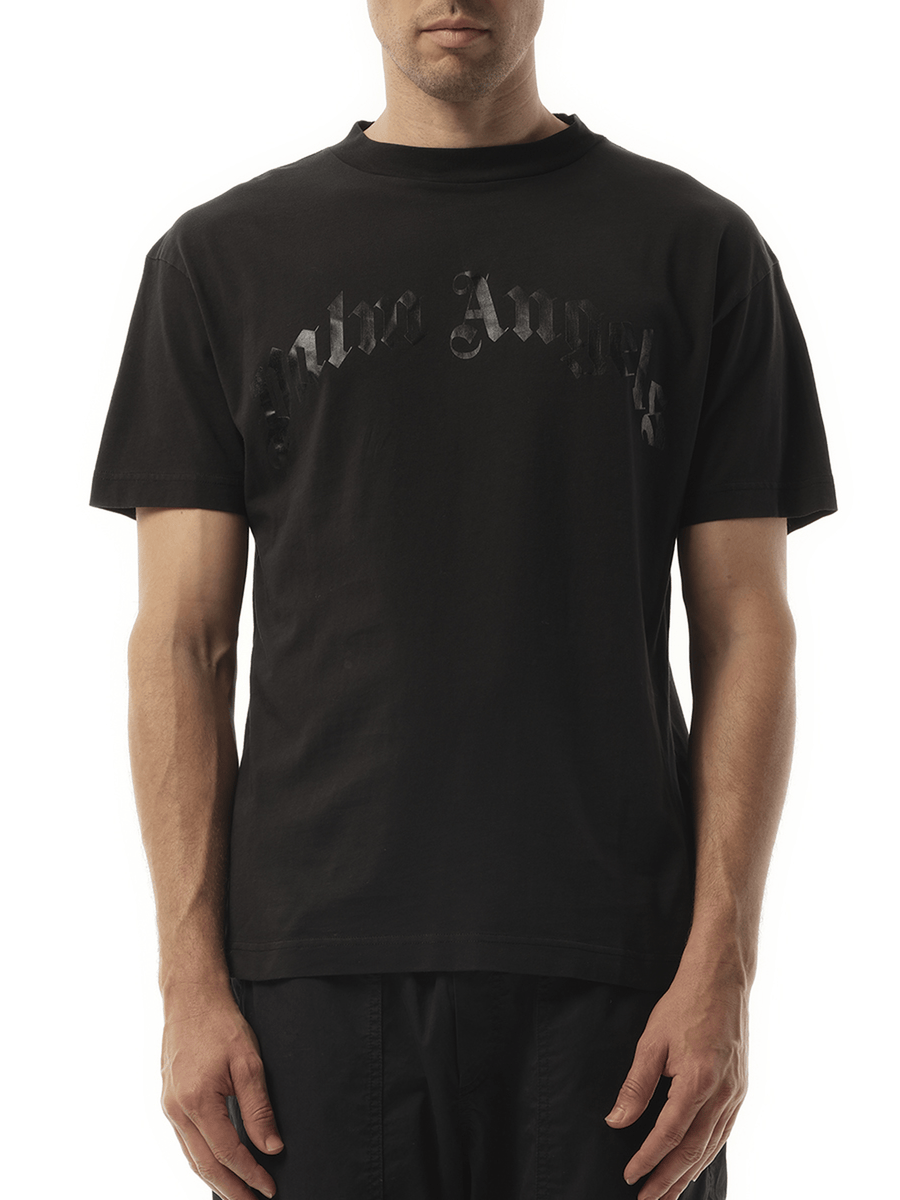 Palm Angels Curved Logo T-Shirt in Black