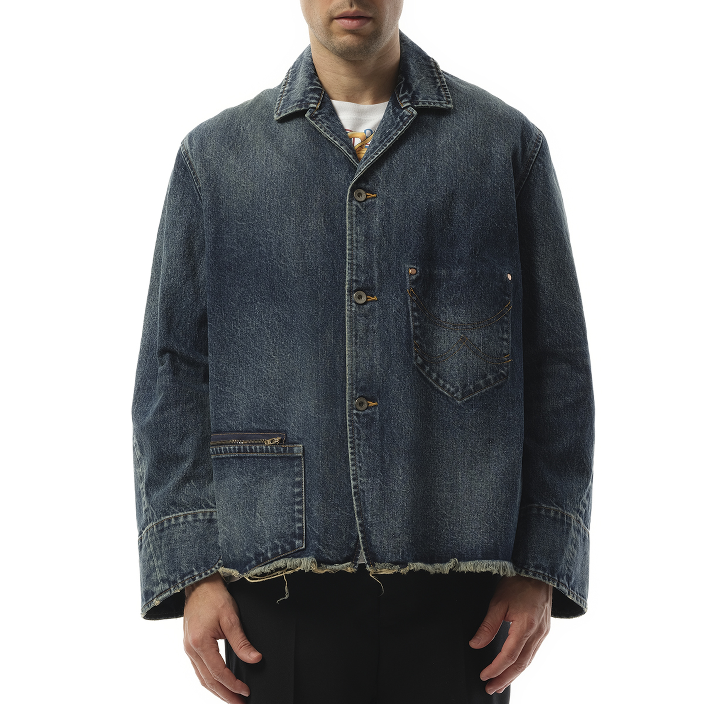 Used Finish Denim Jacket in Indigo