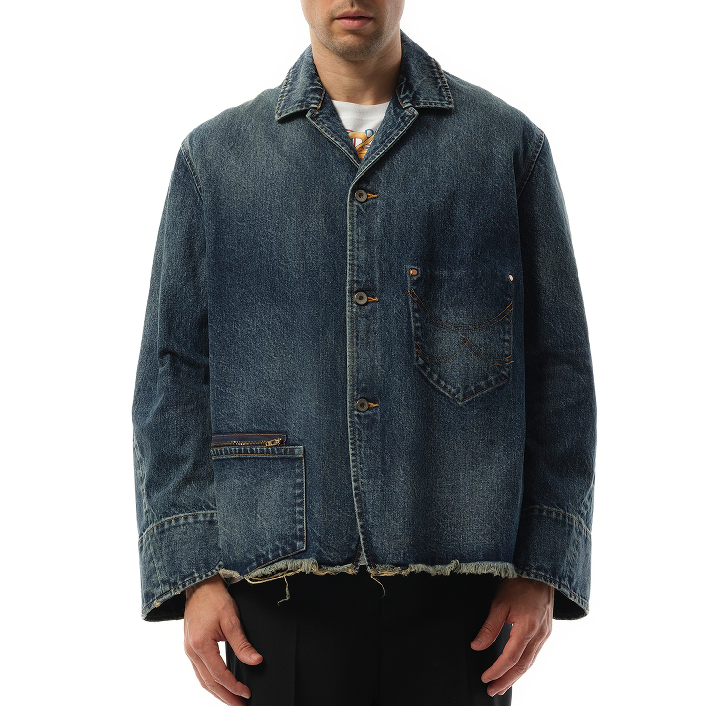 Used Finish Denim Jacket in Indigo