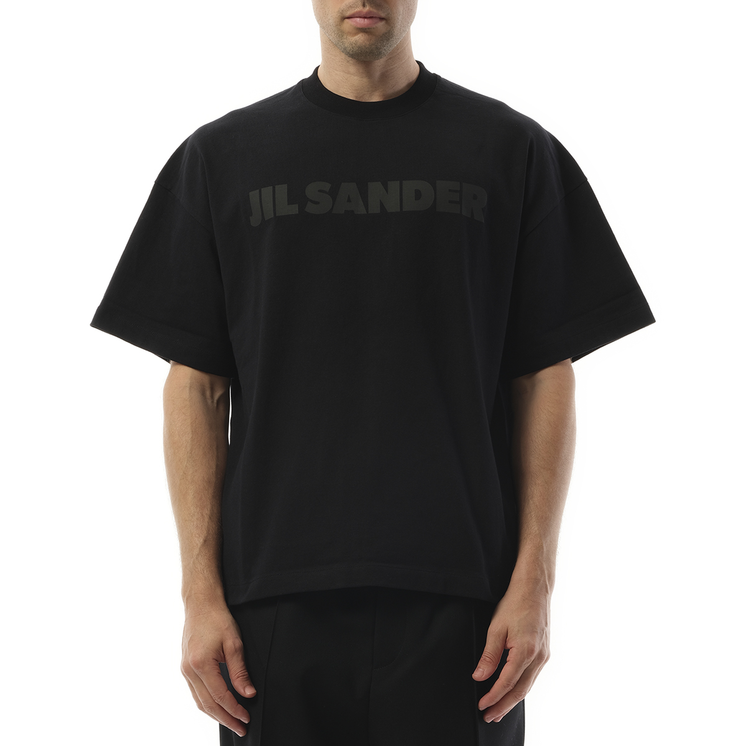 Tonal Jil Sander Logo T-Shirt in Black