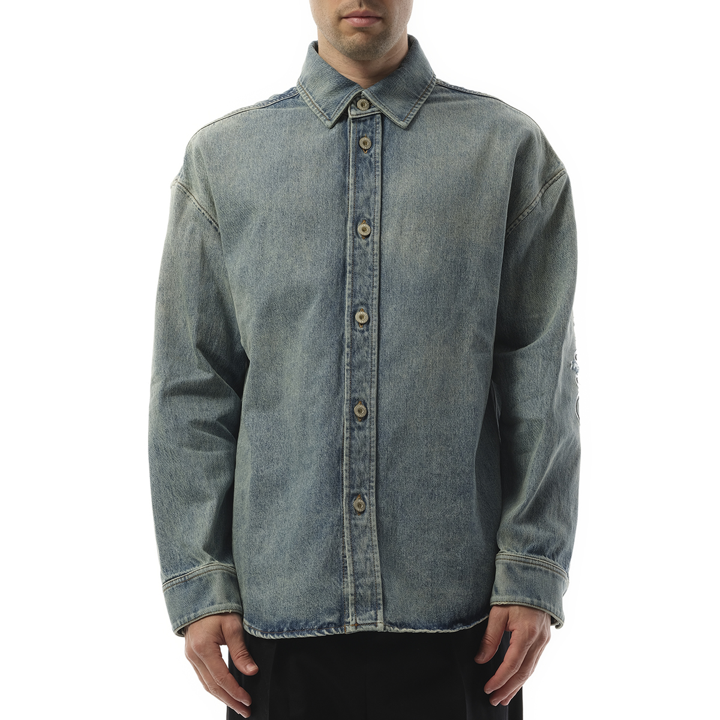 Anagram Overshirt in Washed Denim
