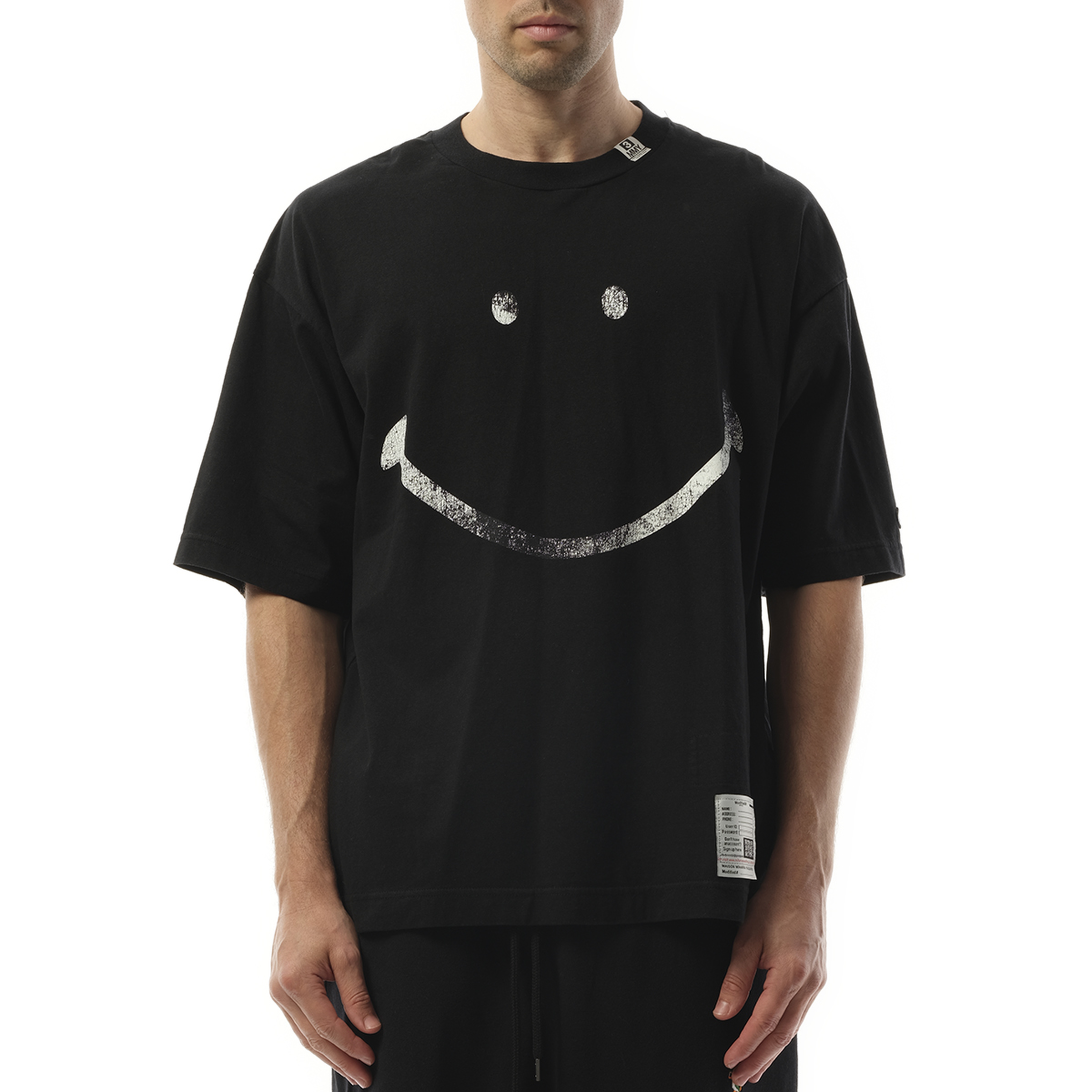 Smily Face Printed T-Shirt in Black