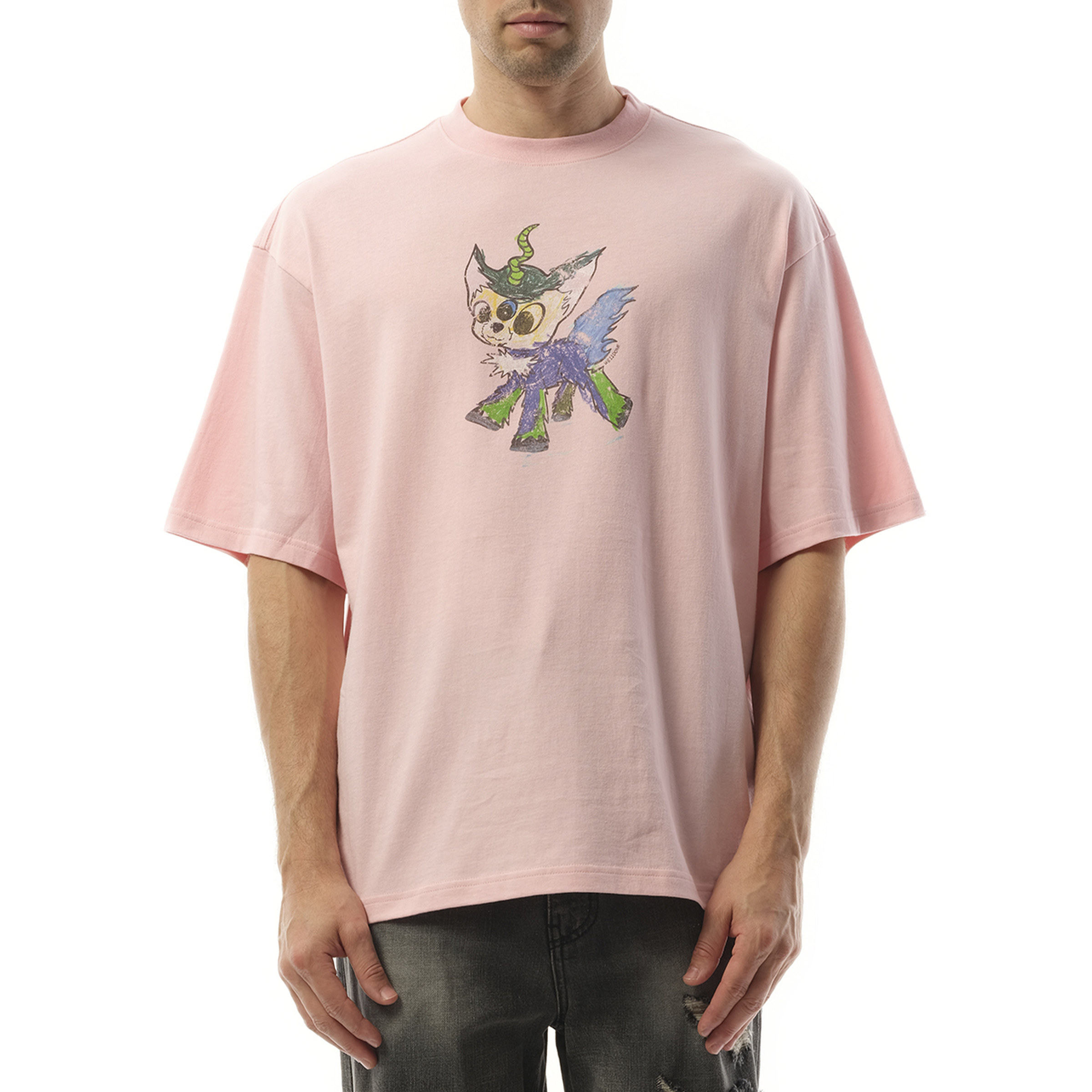 Jeff Monster Drawing T-Shirt in Pink