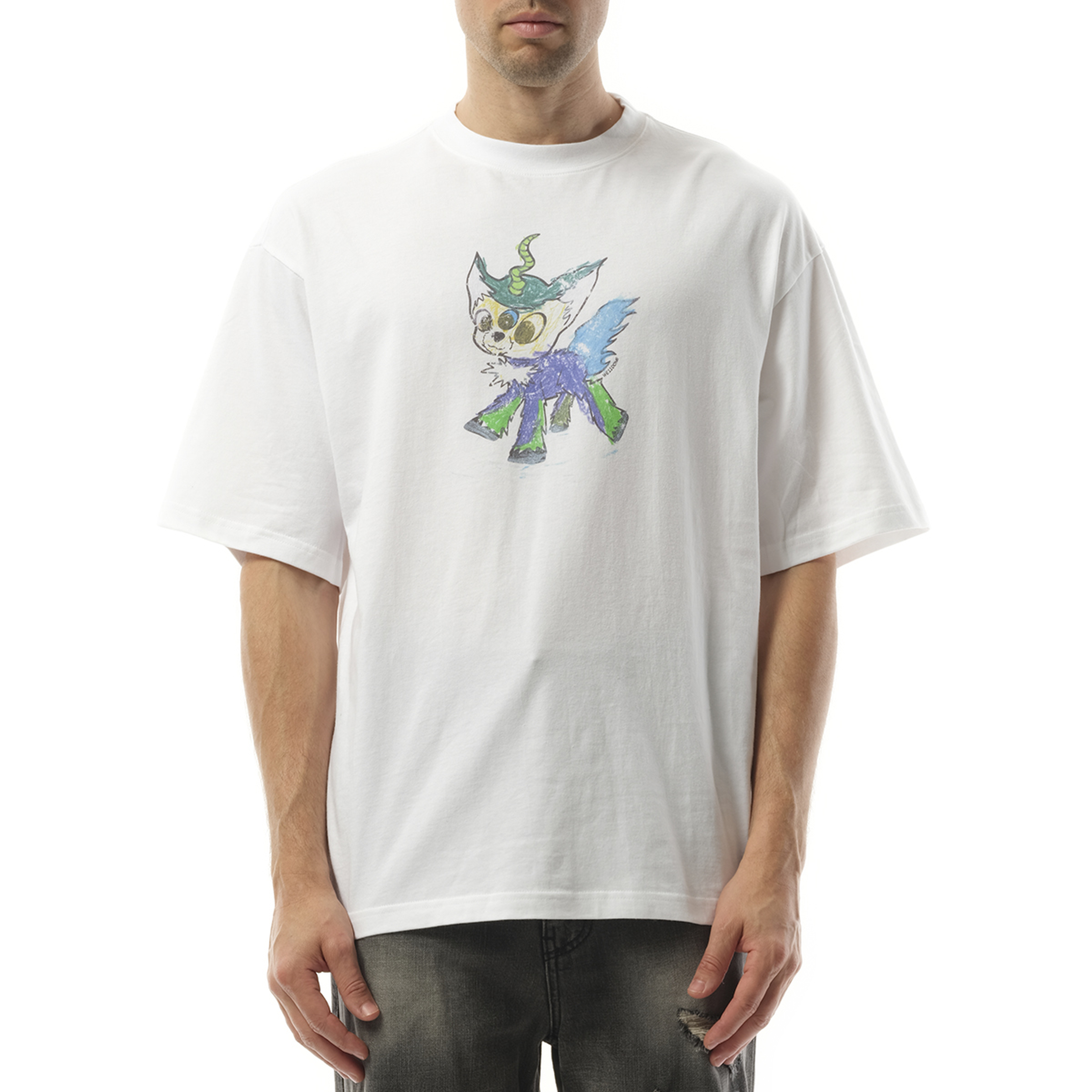 Jeff Monster Drawing T-Shirt in White