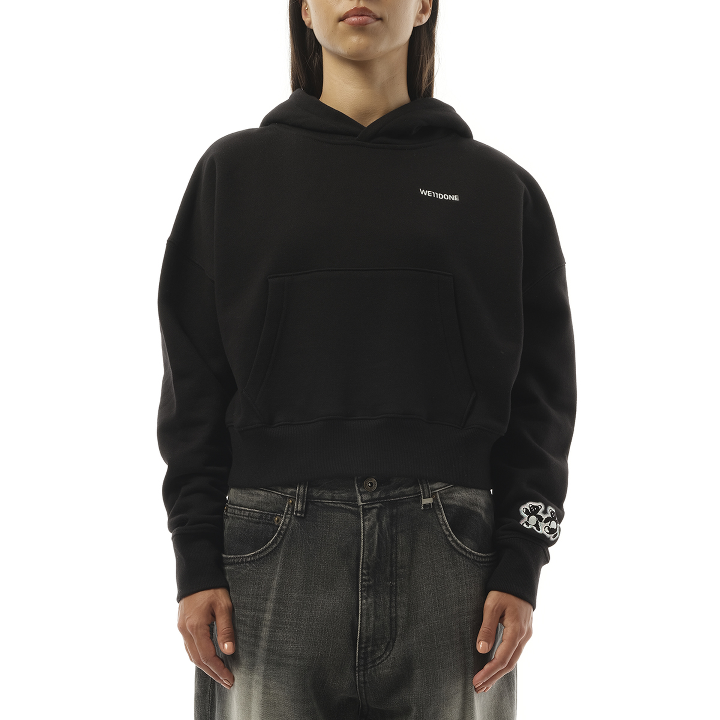 Oversized Teddy Bear Hoodie in Black