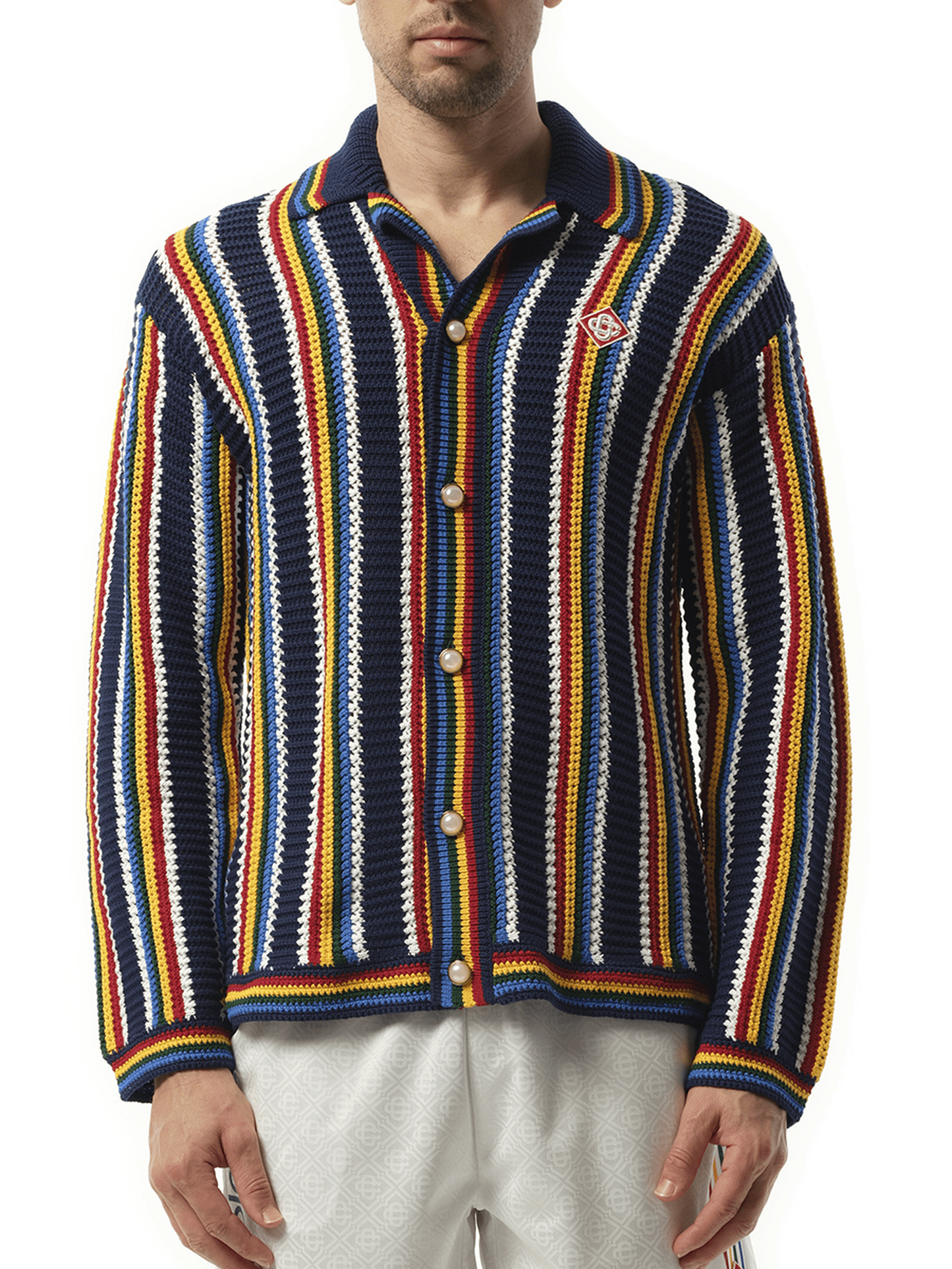 Casablanca Crochet Shacket in Navy