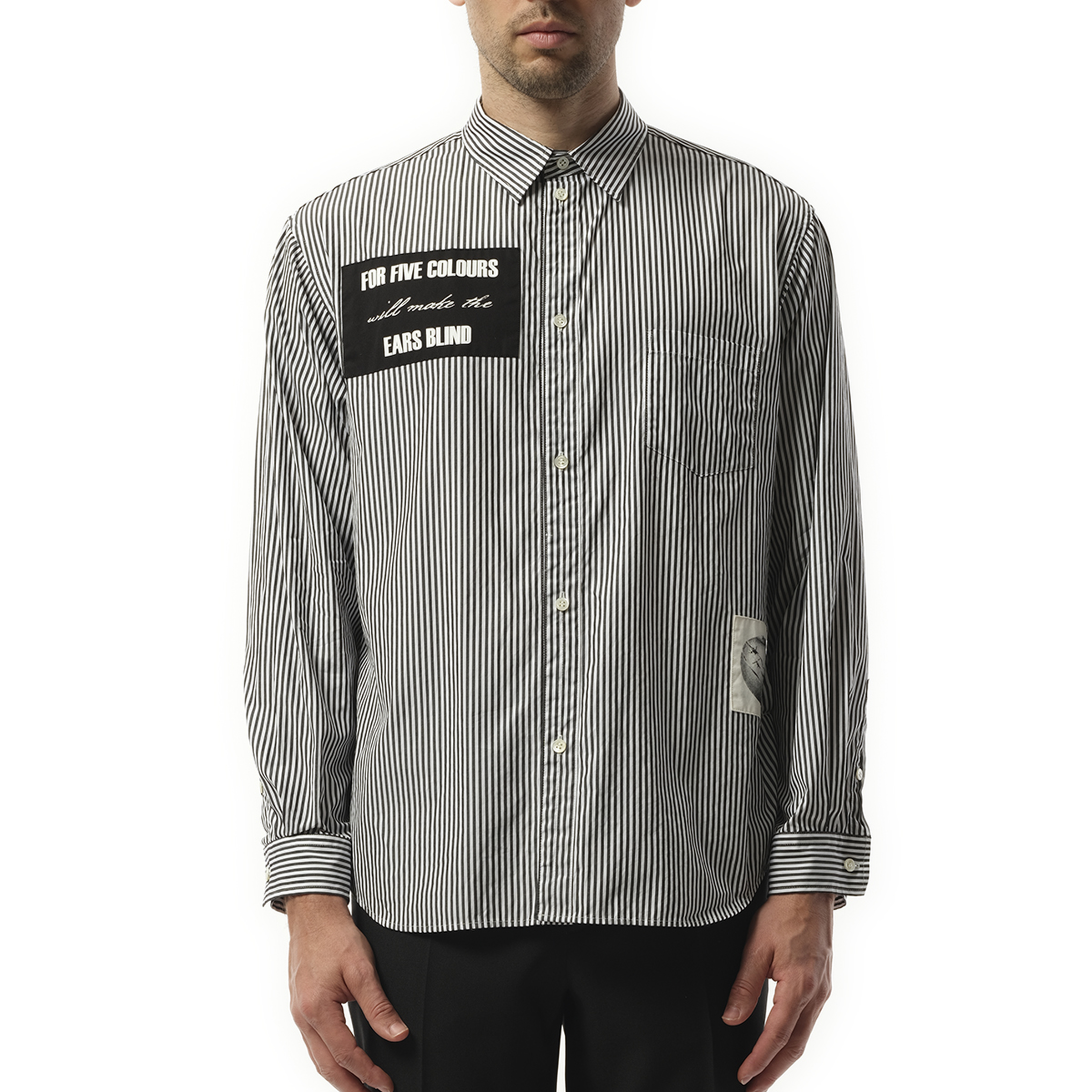For Five Colours Stripe Shirt in Black