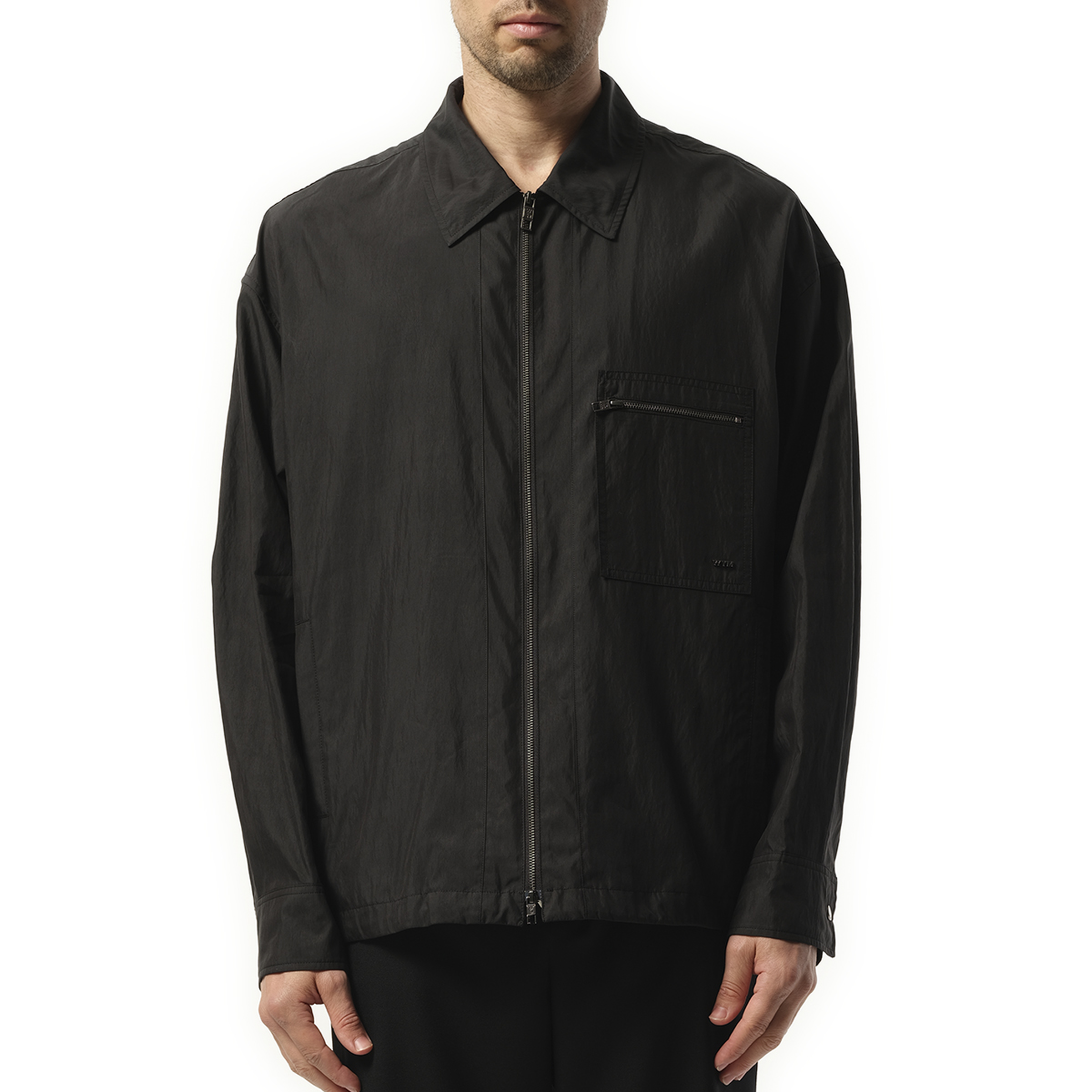 Nylon Zip Shirt in Black