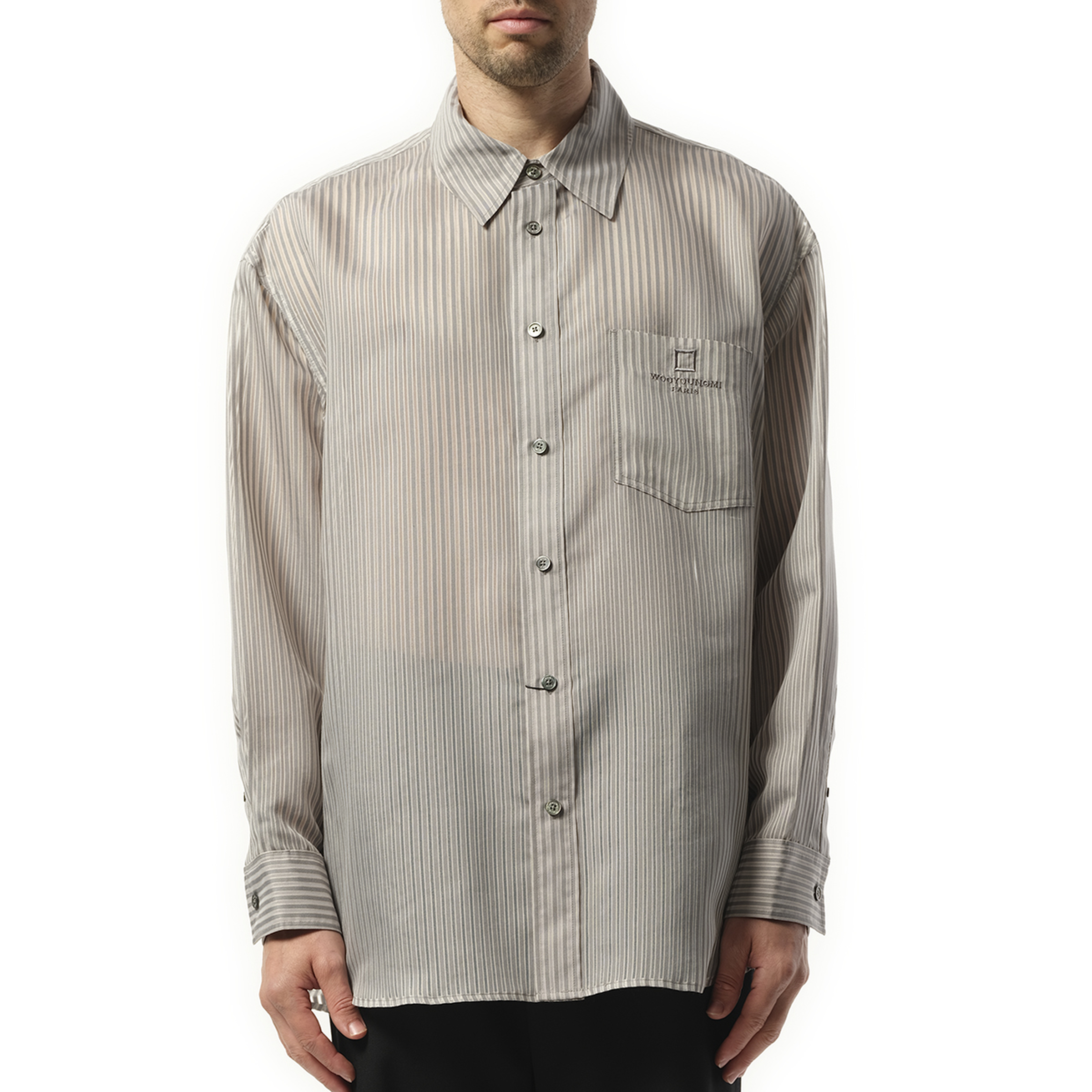 Sheer Stripe Shirt in Grey