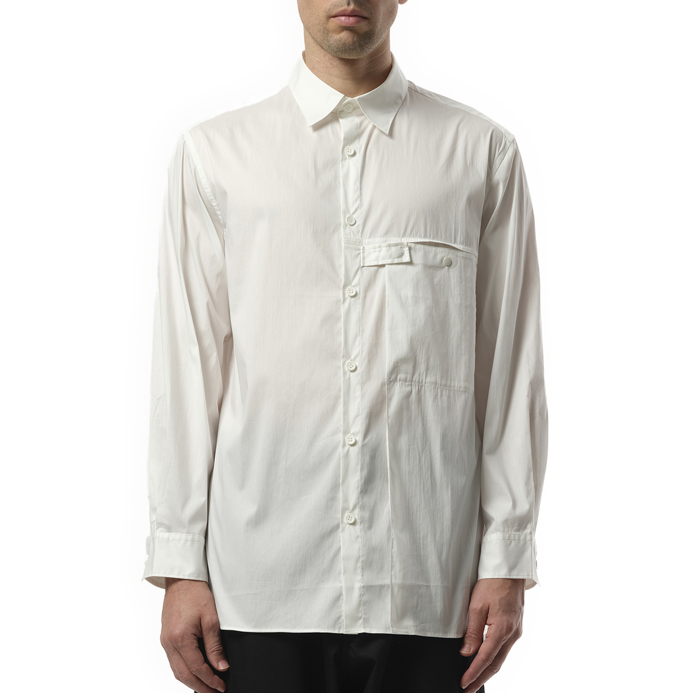 Pleat Pocket Shirt in White