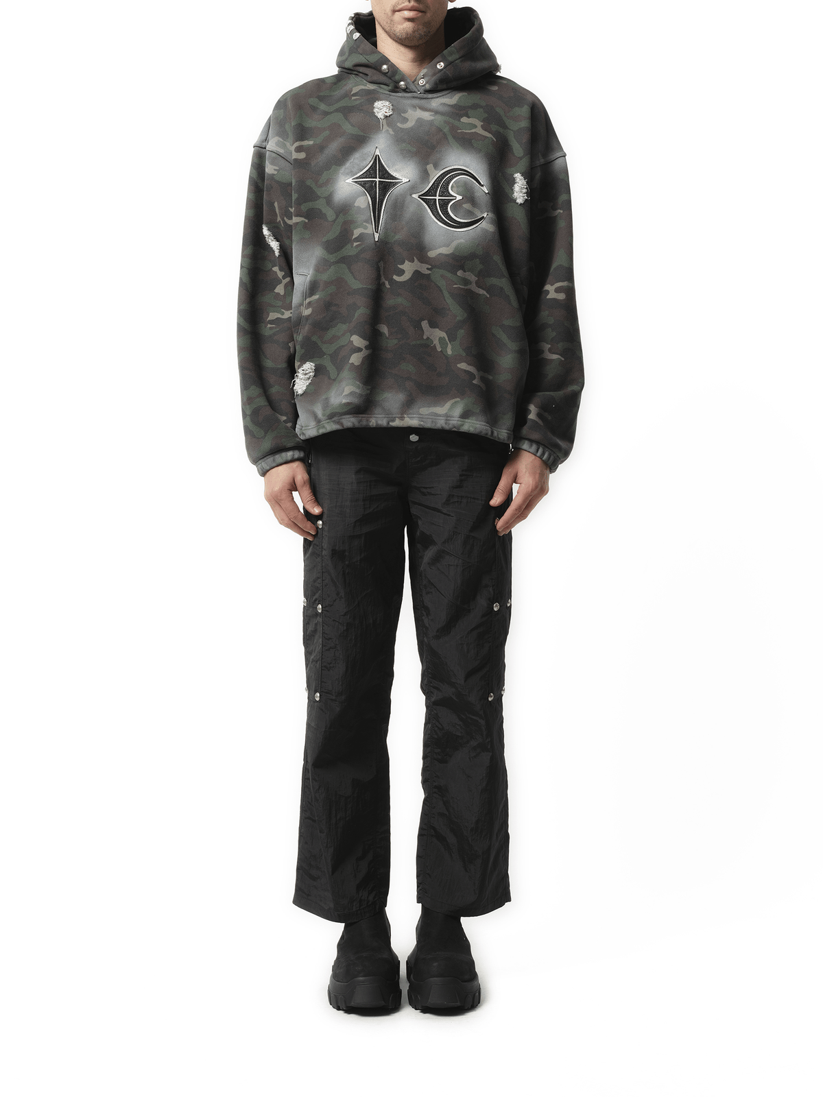 Thug Club Sprayed Camoflage Rock Hoodie in Camo