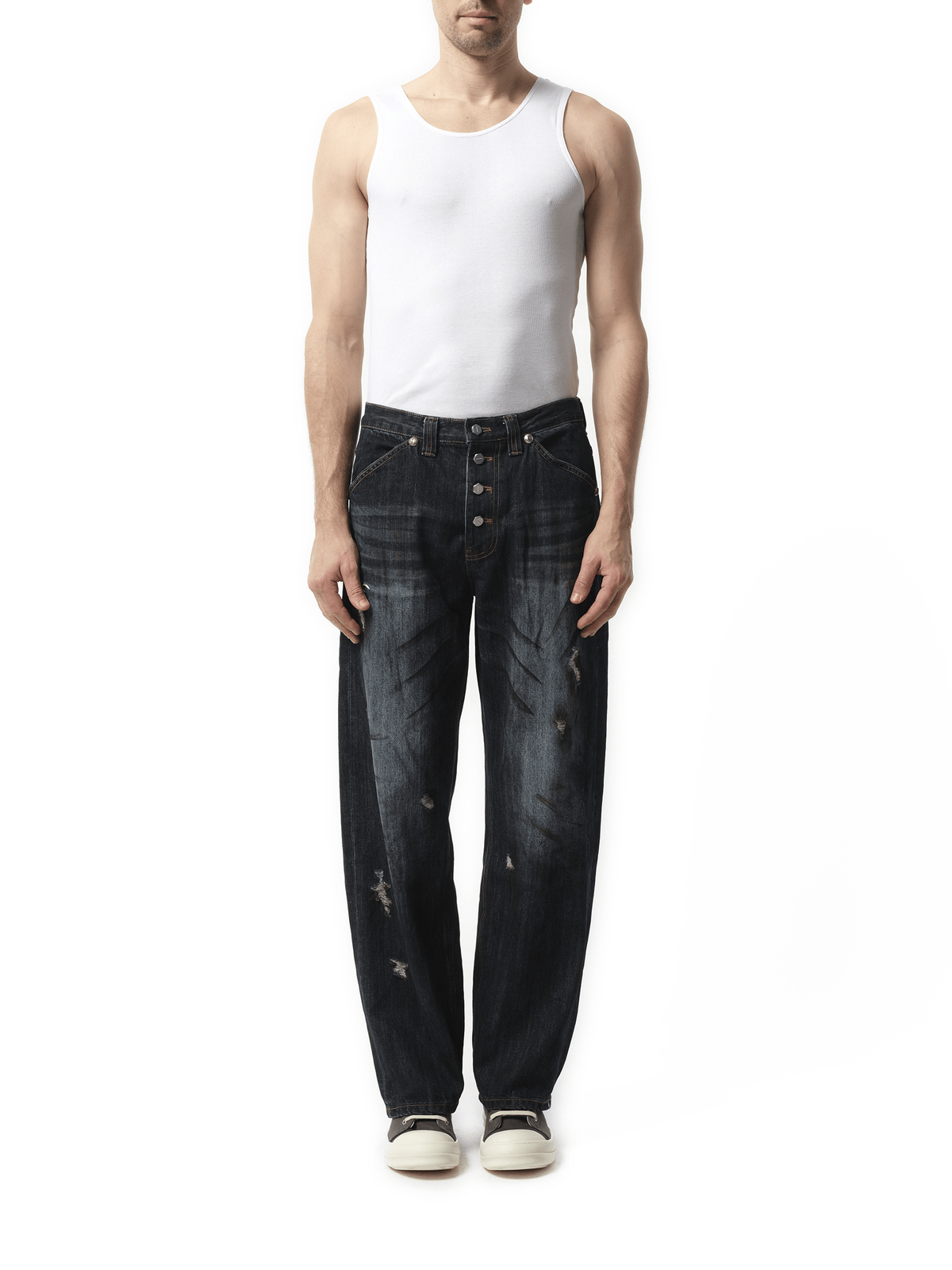 Thug Club Burn Down Denim Pants in Blue