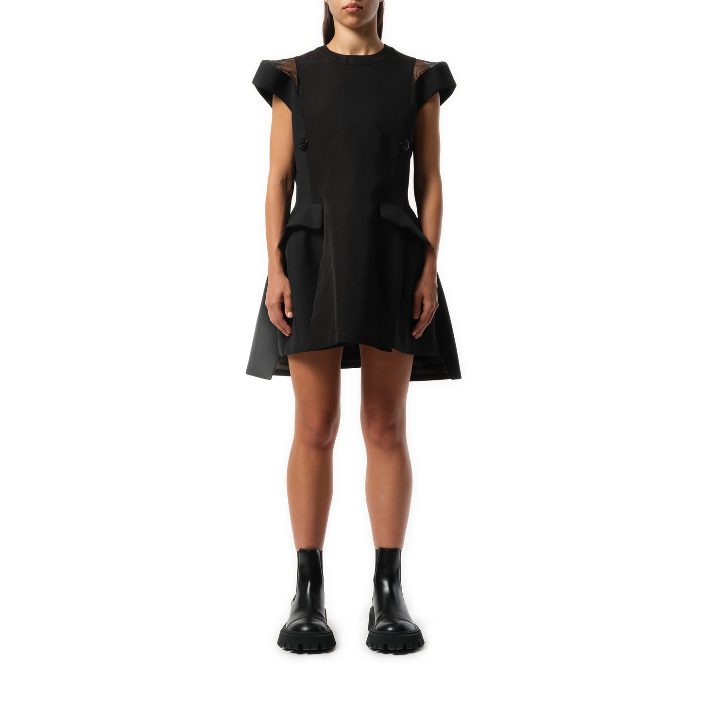 Double-Faced Silk Cotton Dress in Black