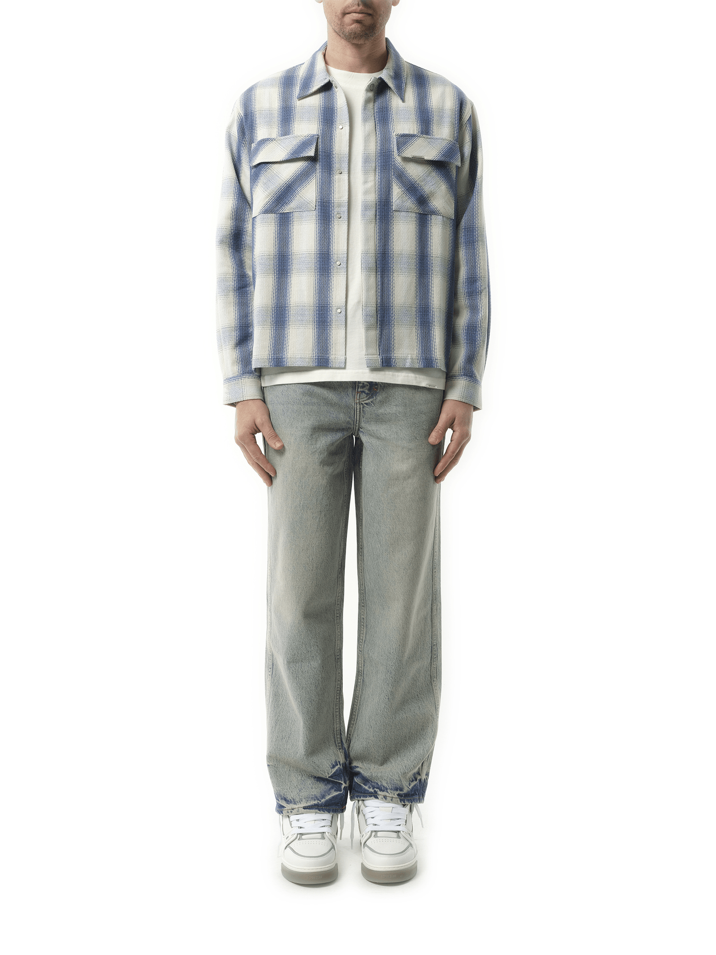 Represent Season Flannel Shirt in Mid Blue