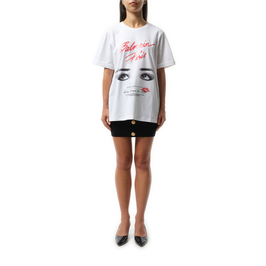 Balmain Paris Eyes Print T-Shirt in White